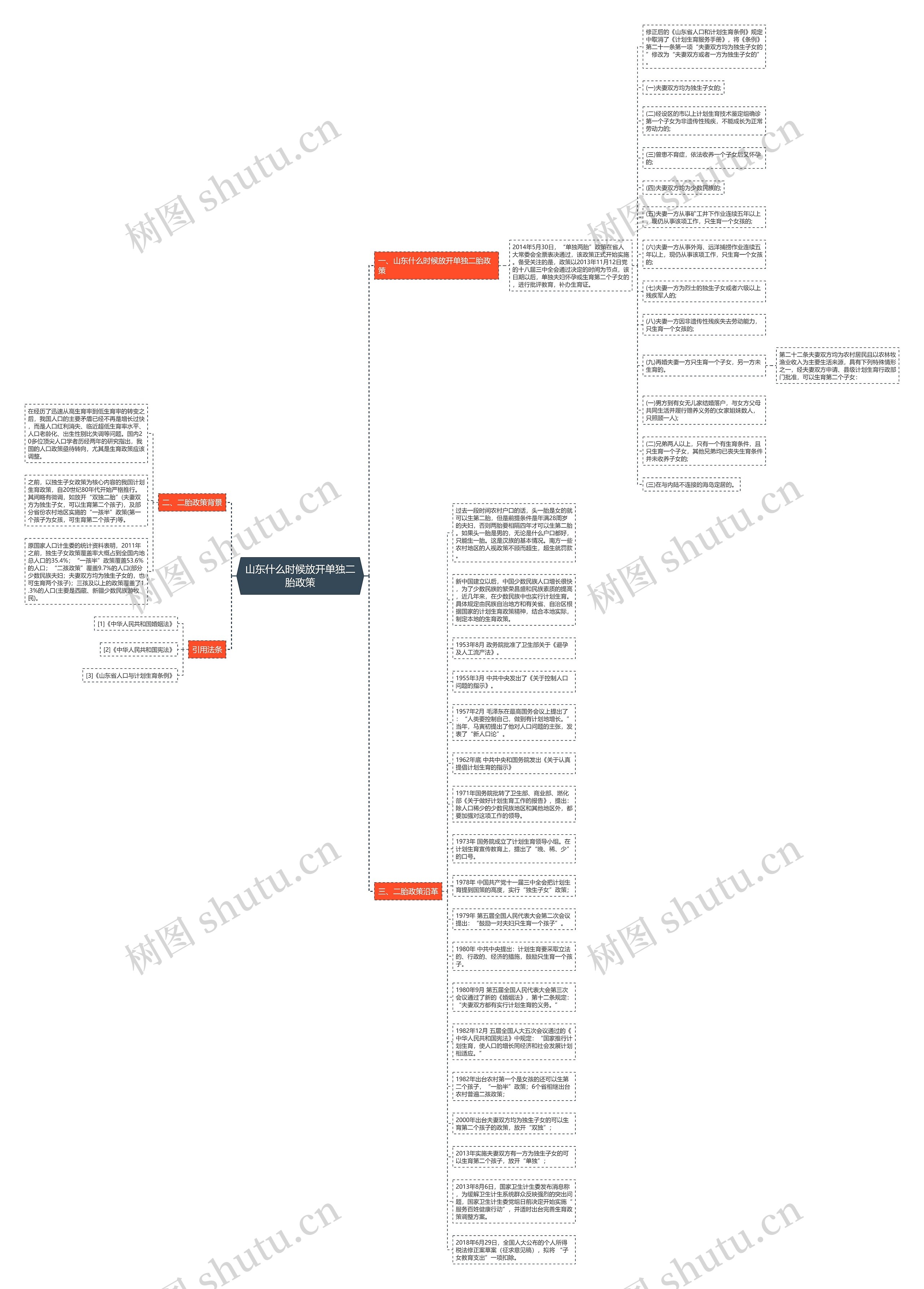 山东什么时候放开单独二胎政策思维导图