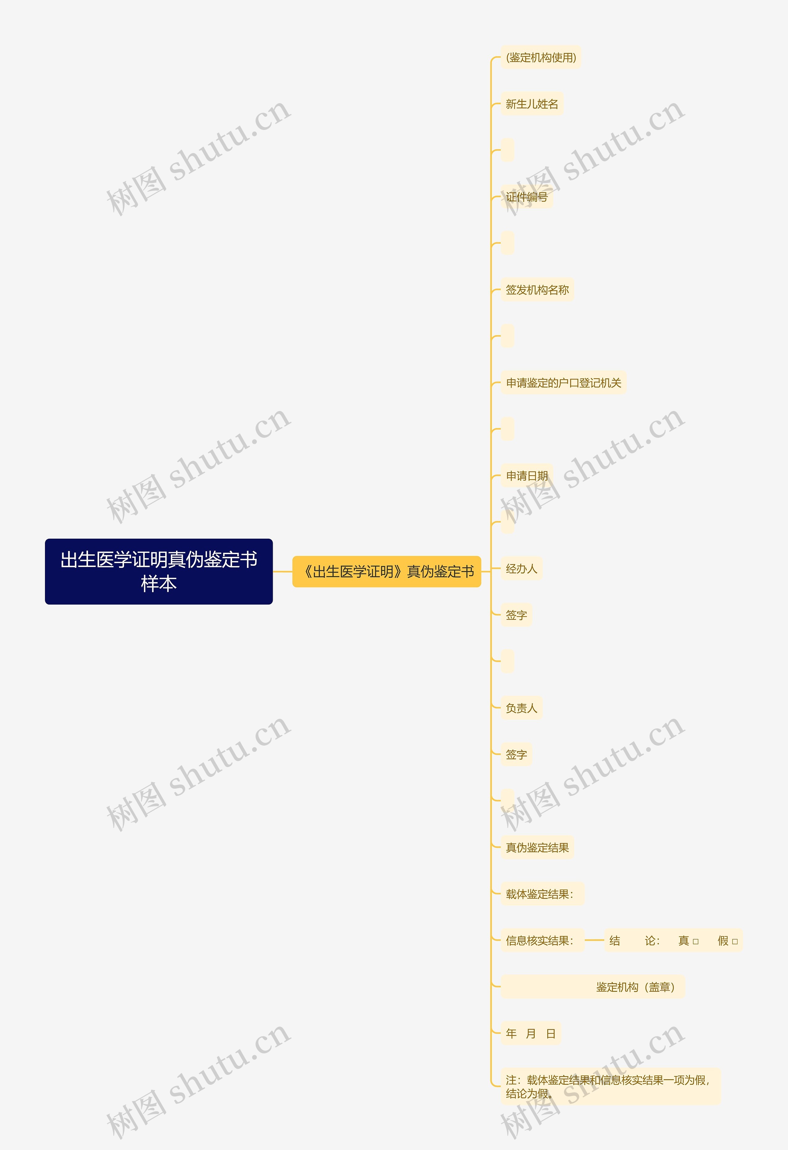 出生医学证明真伪鉴定书样本思维导图