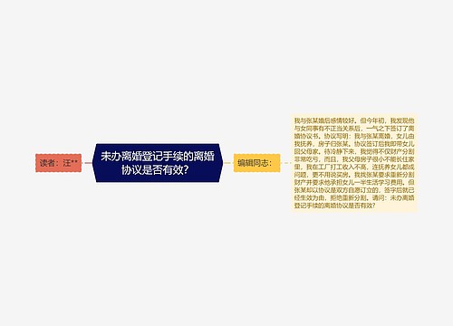 未办离婚登记手续的离婚协议是否有效？