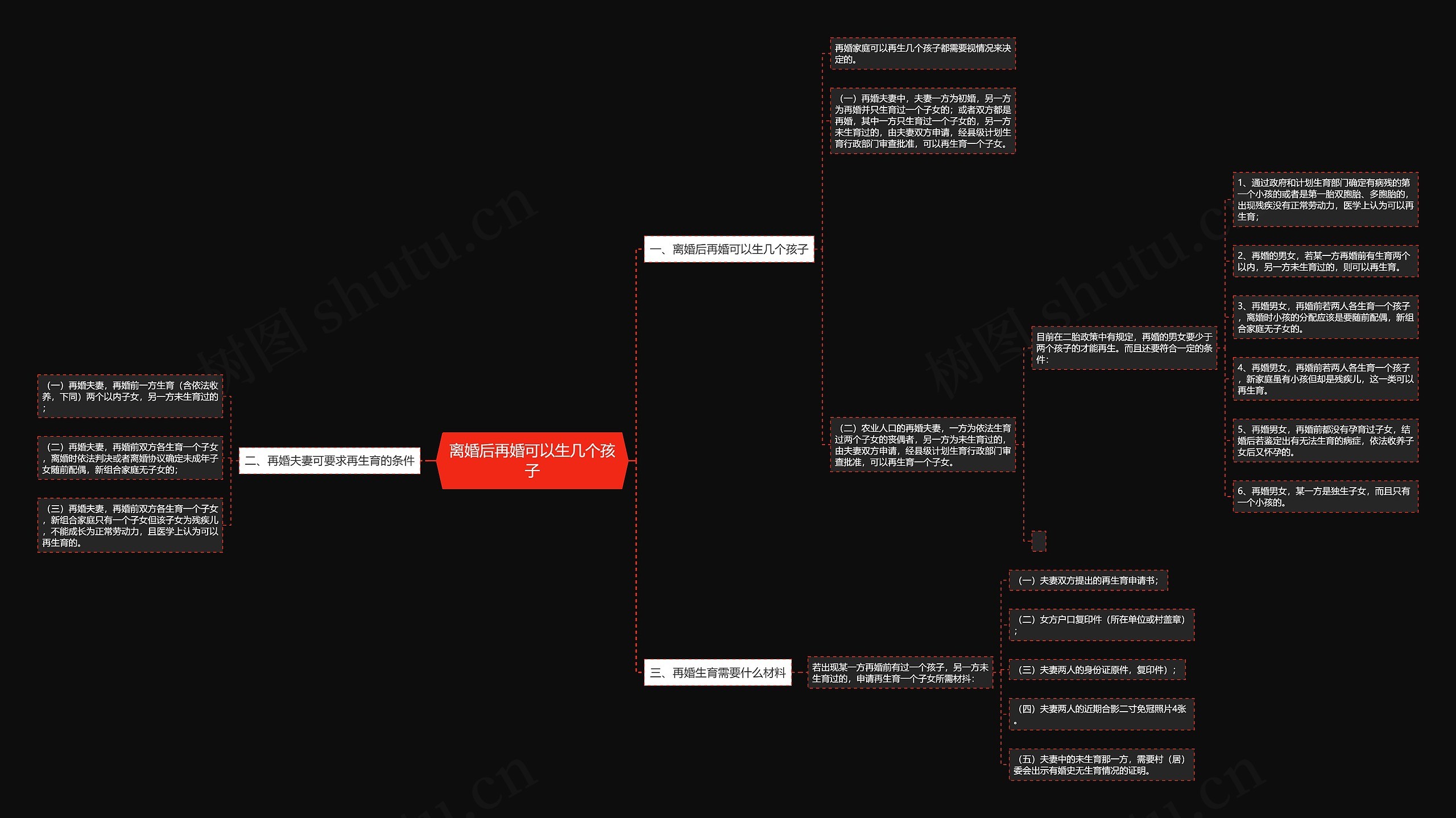 离婚后再婚可以生几个孩子思维导图
