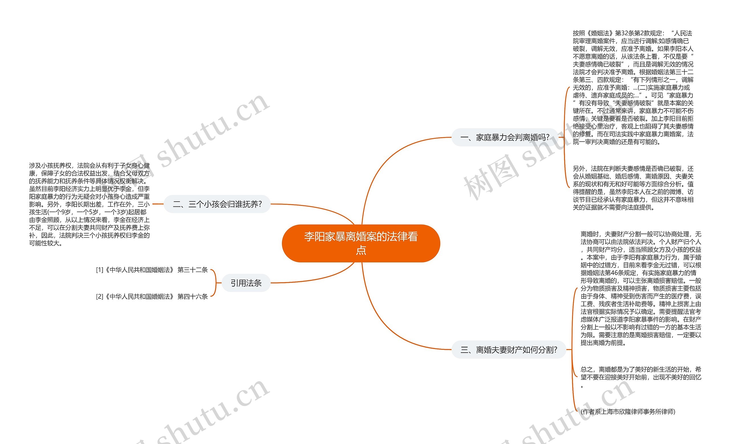 李阳家暴离婚案的法律看点思维导图