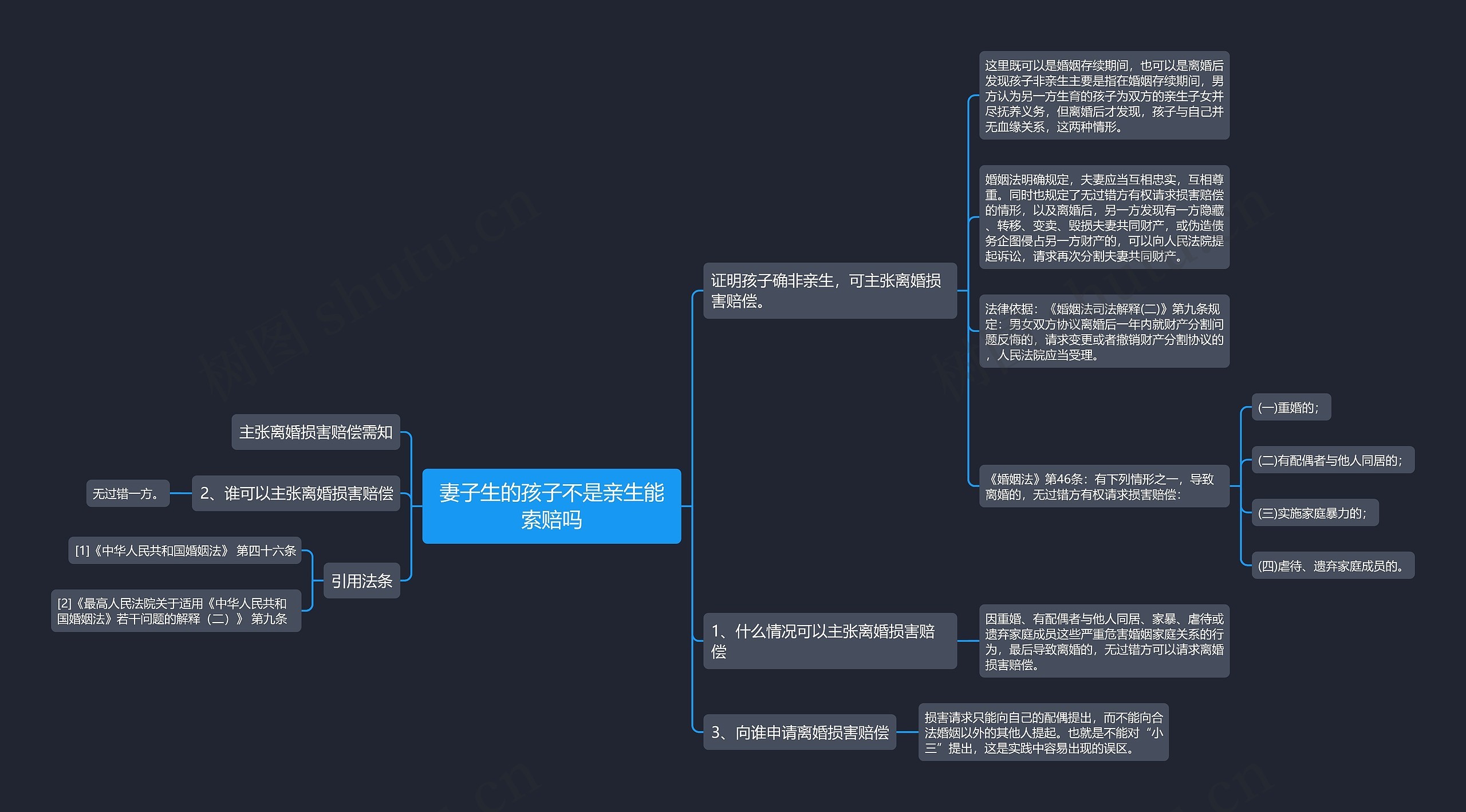 妻子生的孩子不是亲生能索赔吗思维导图