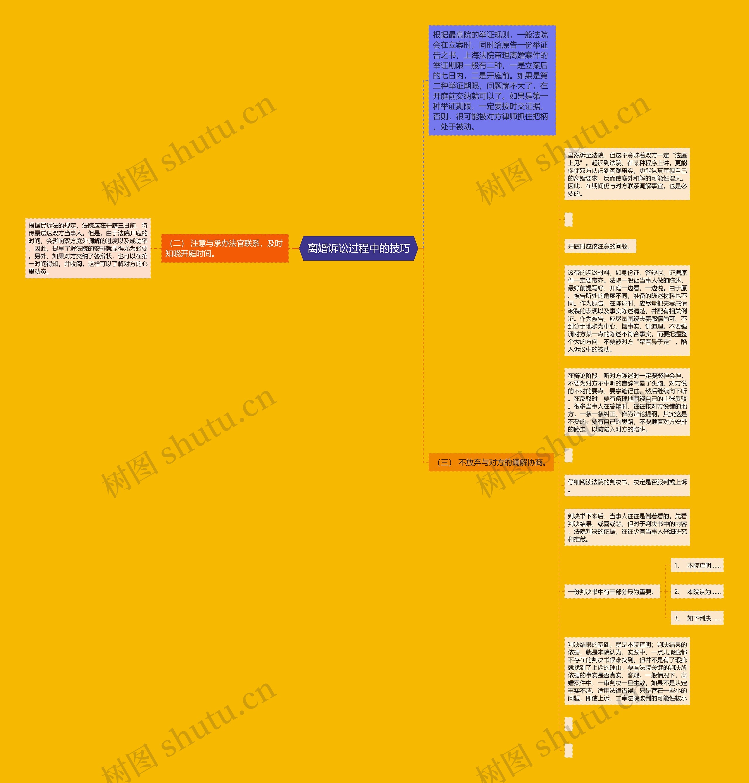  离婚诉讼过程中的技巧 思维导图