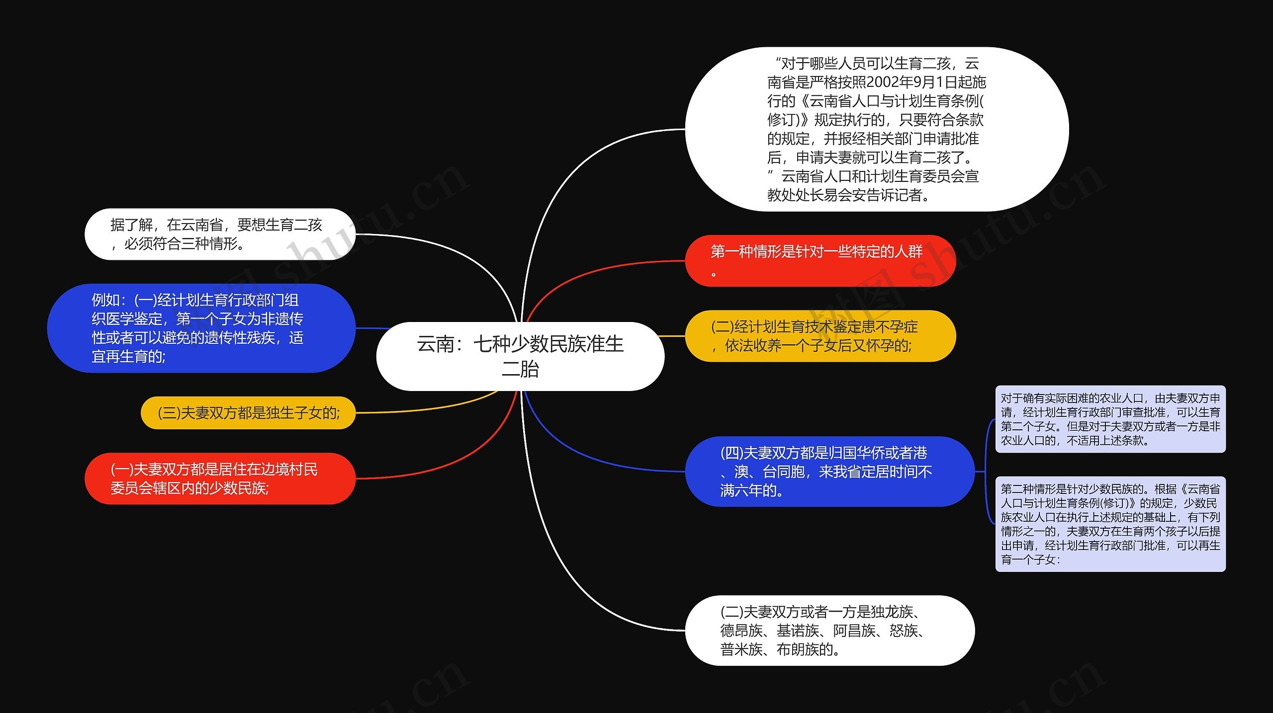 云南：七种少数民族准生二胎思维导图