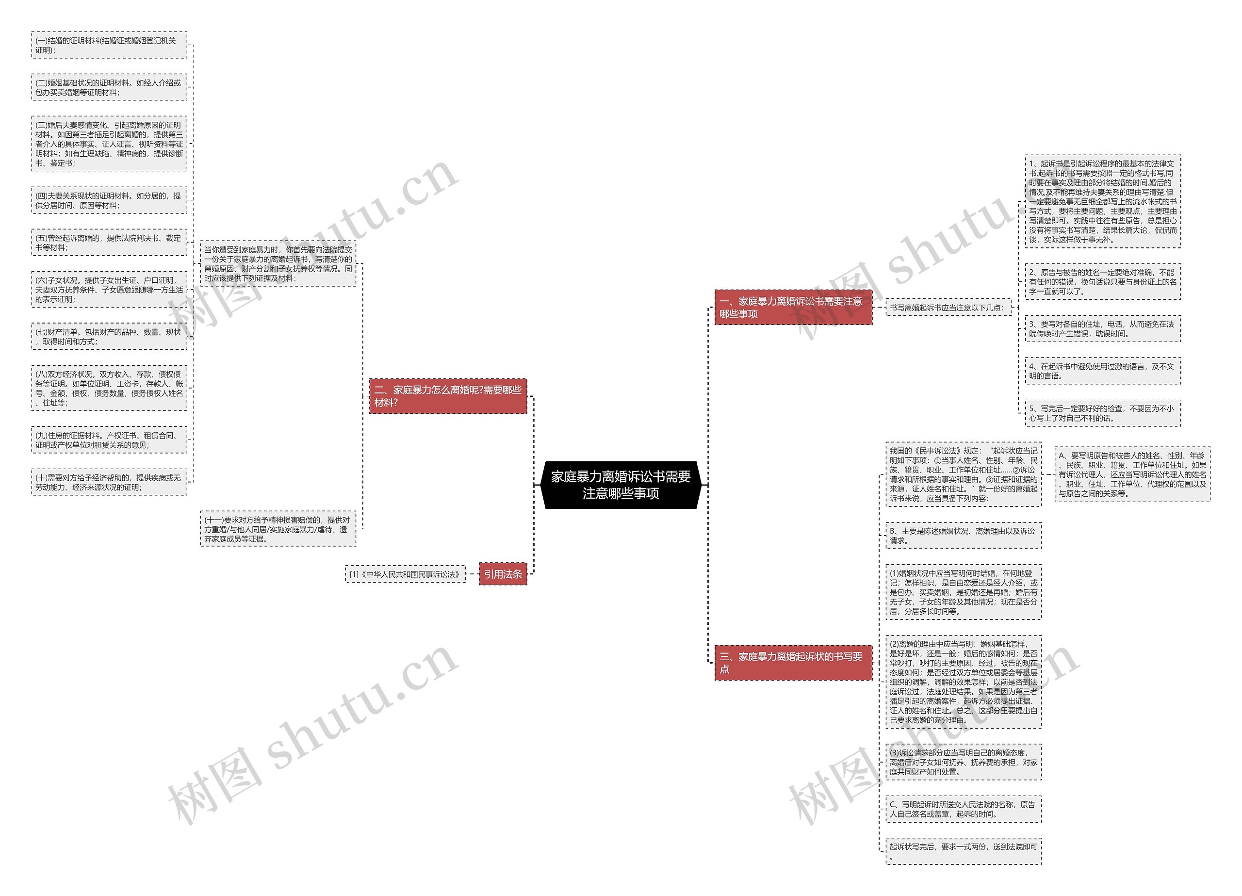 家庭暴力离婚诉讼书需要注意哪些事项思维导图