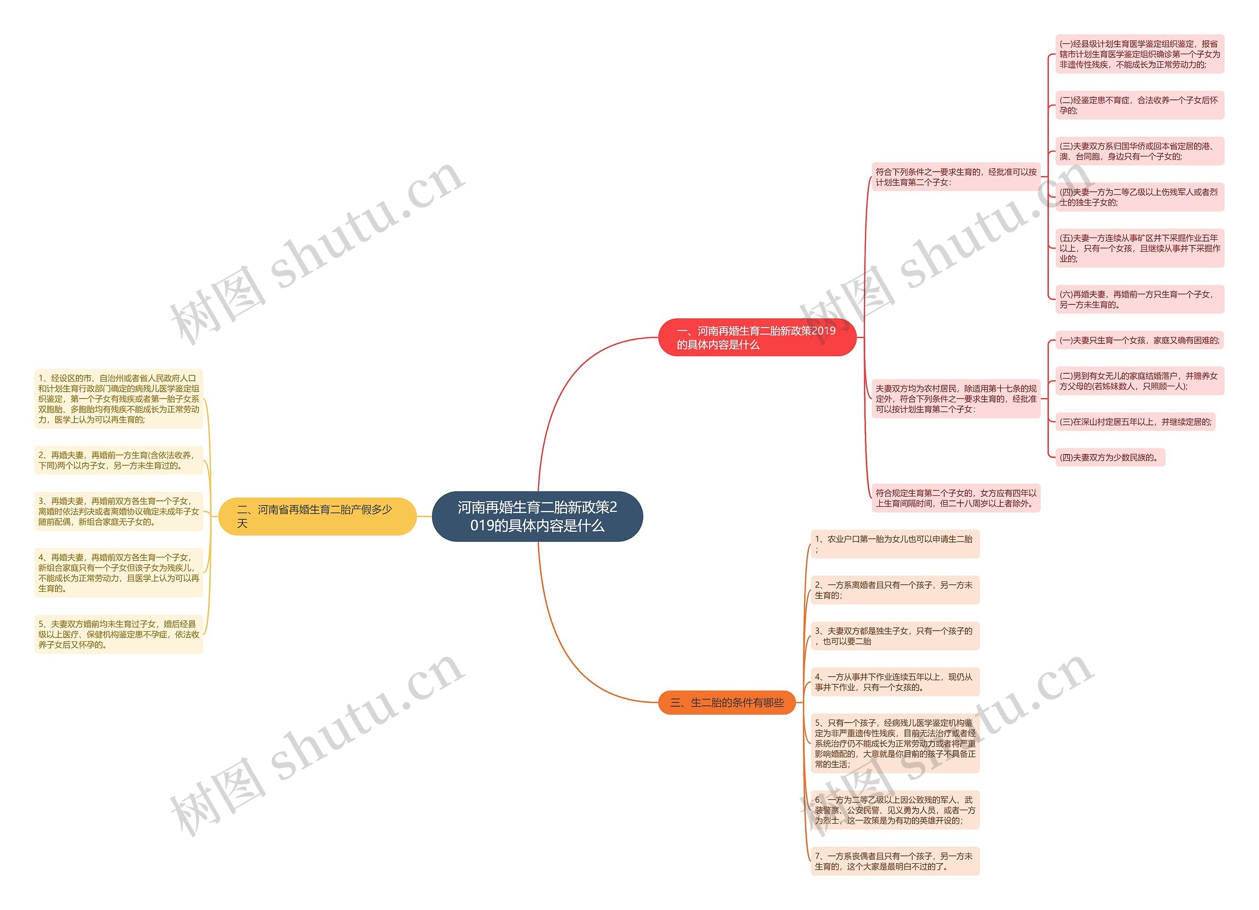 河南再婚生育二胎新政策2019的具体内容是什么思维导图