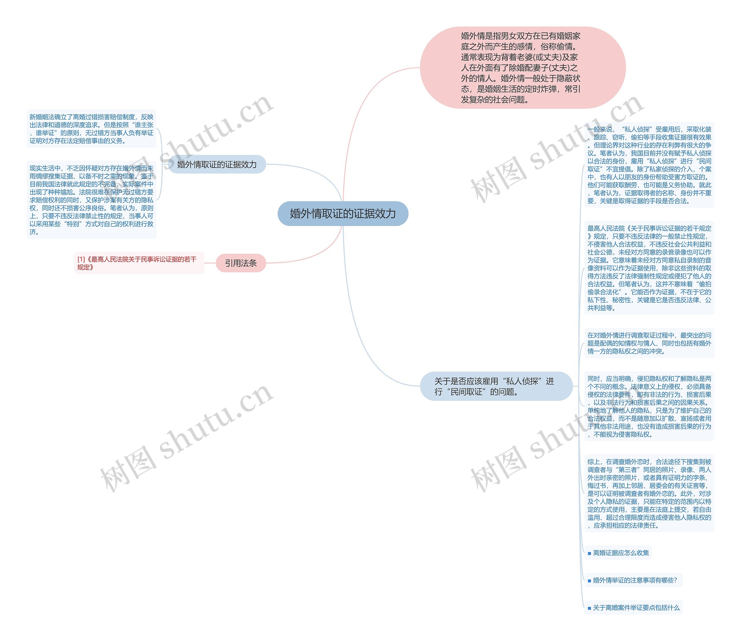 婚外情取证的证据效力思维导图