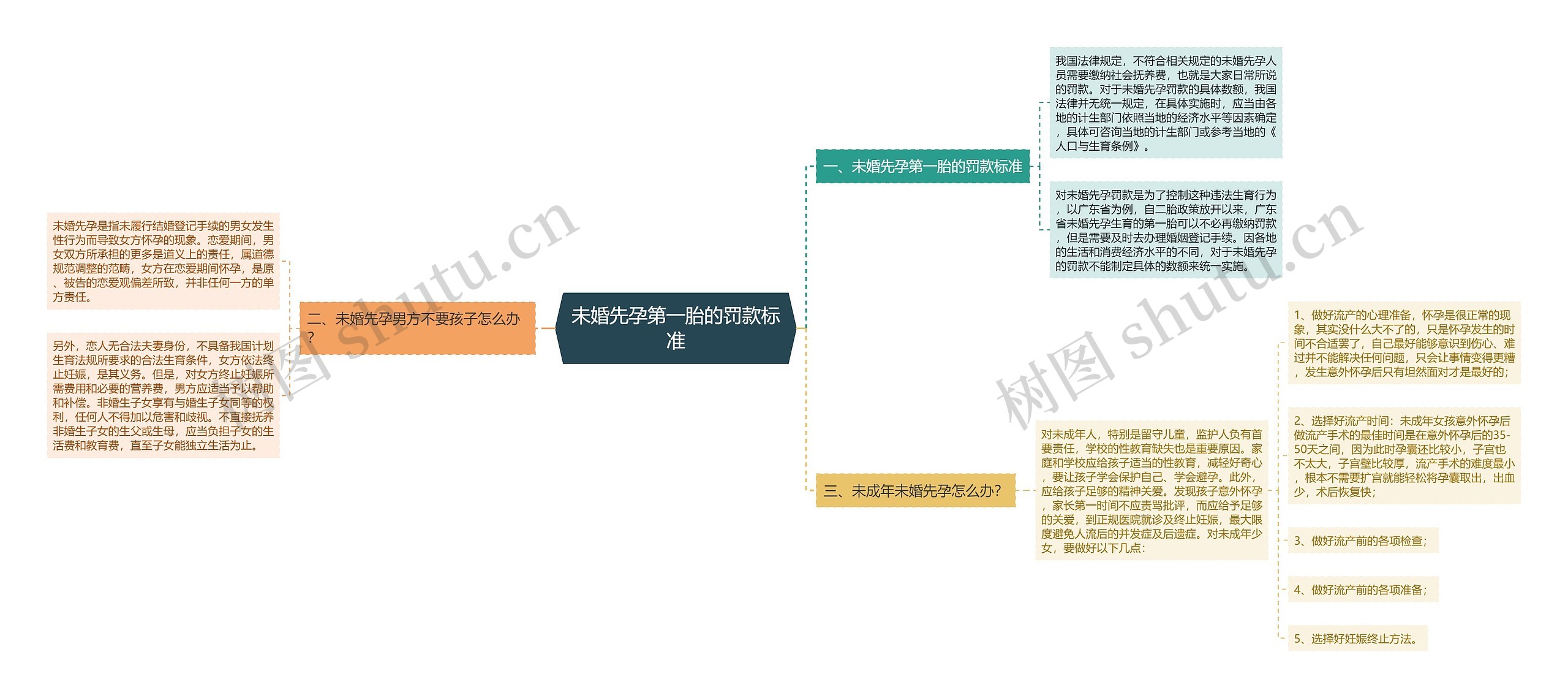 未婚先孕第一胎的罚款标准思维导图