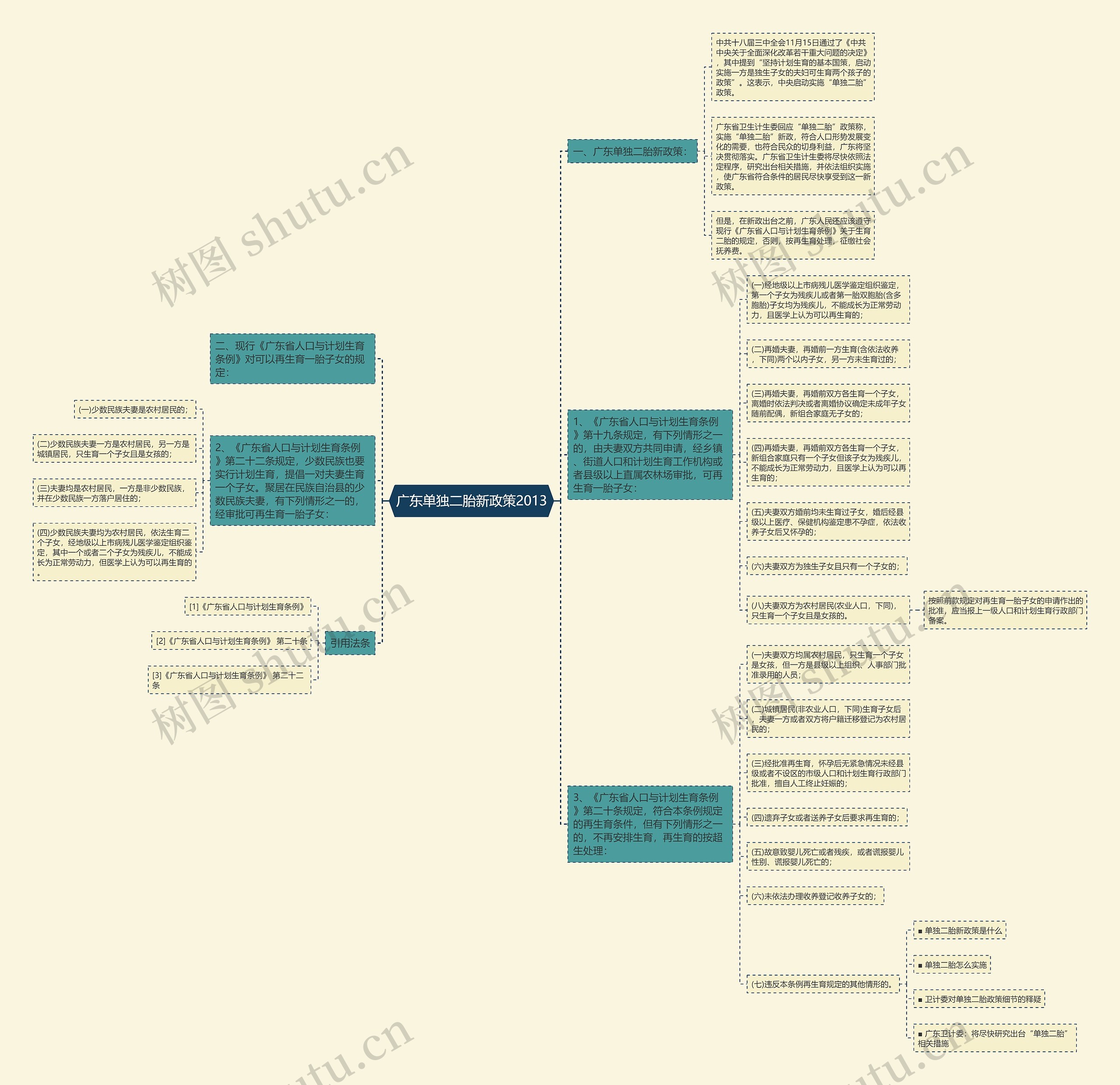广东单独二胎新政策2013思维导图