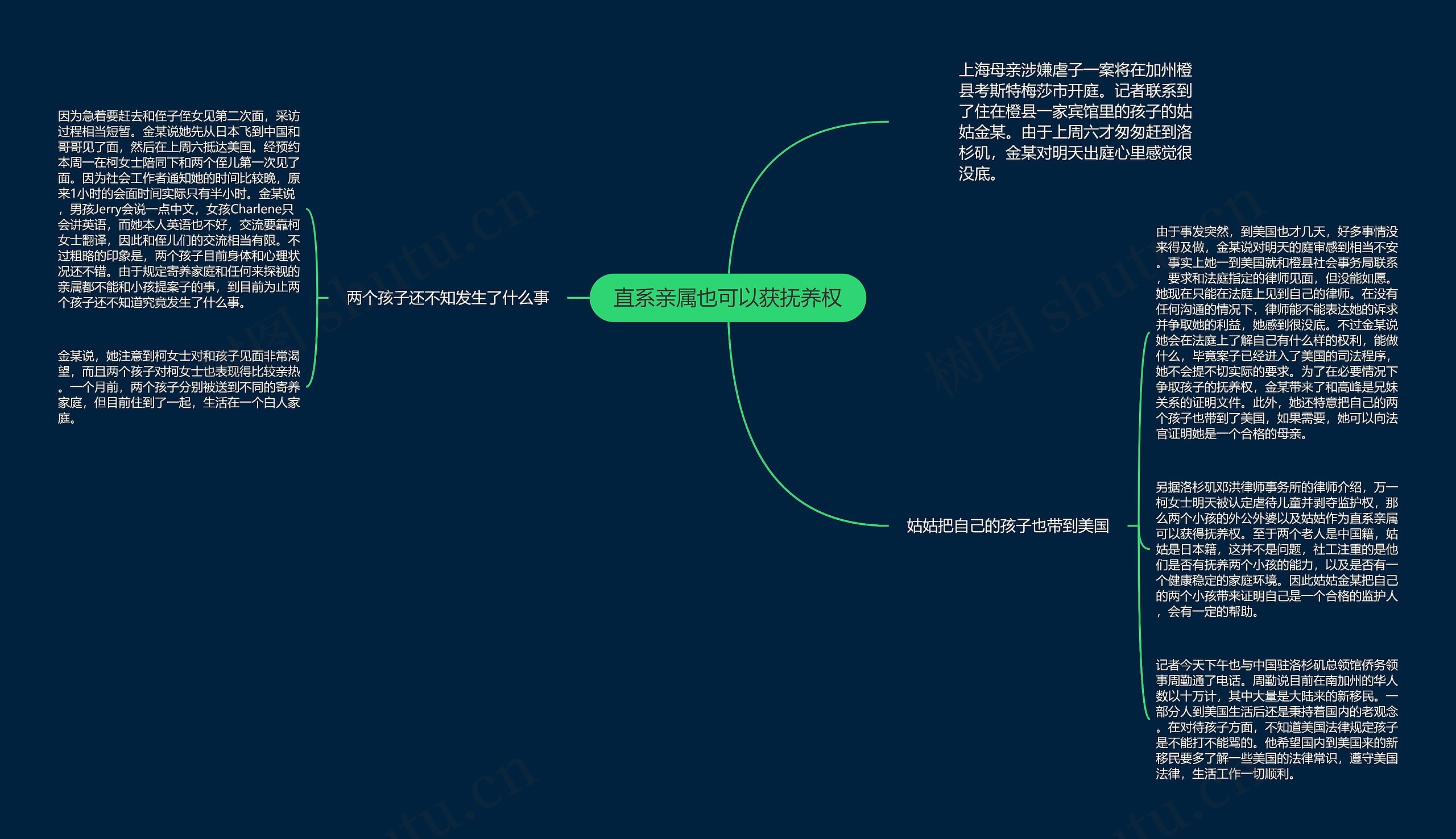 直系亲属也可以获抚养权思维导图