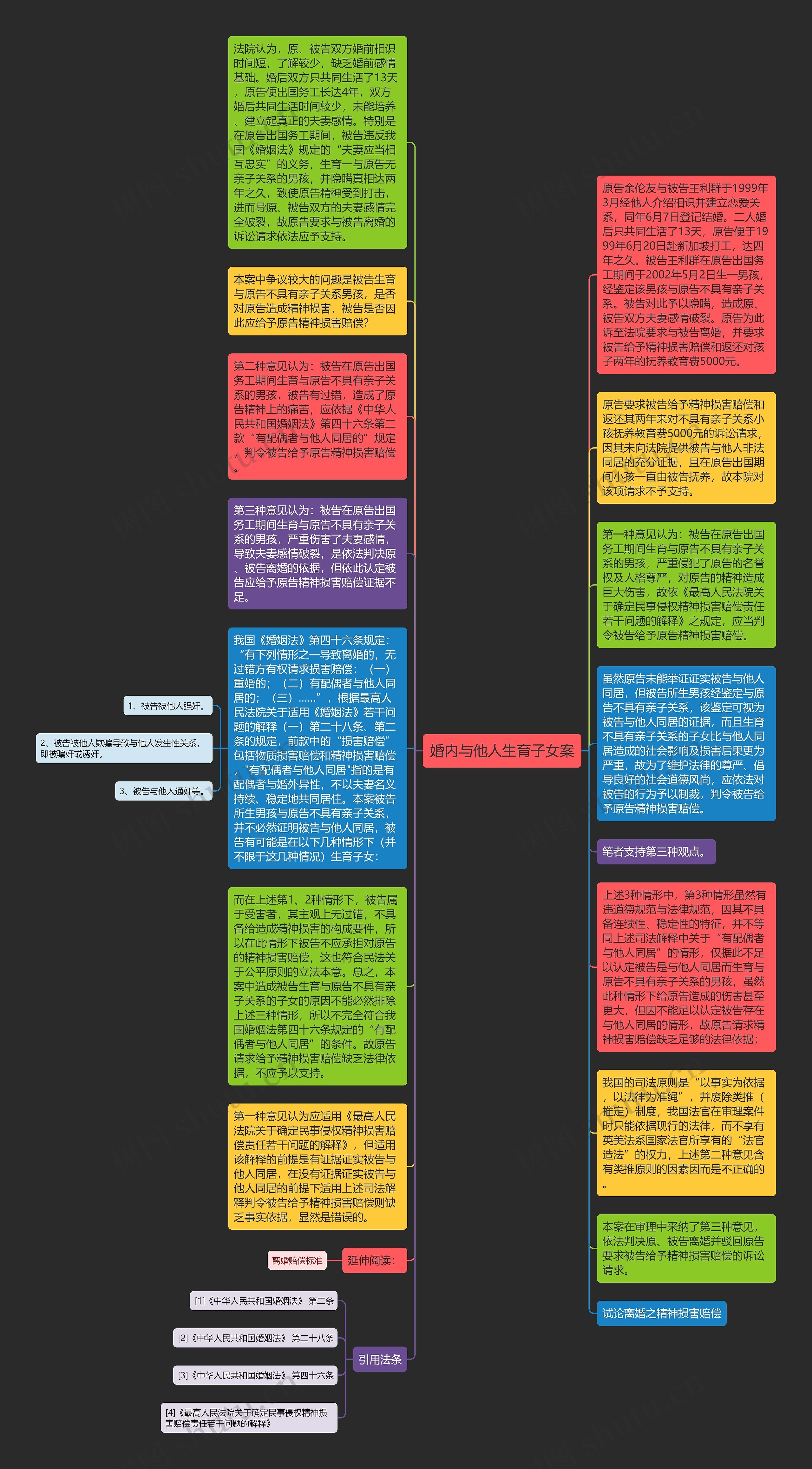 婚内与他人生育子女案思维导图