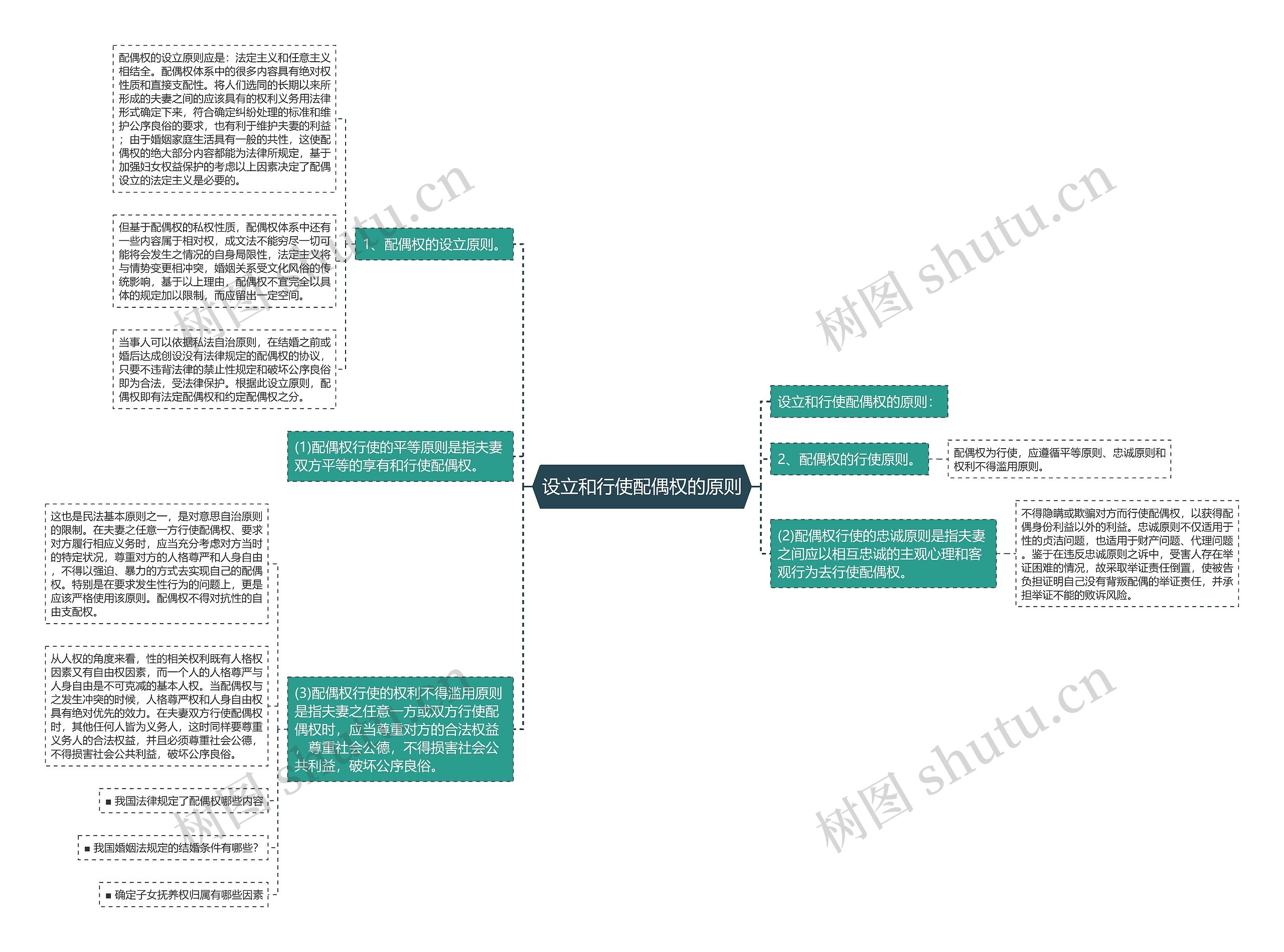 设立和行使配偶权的原则思维导图