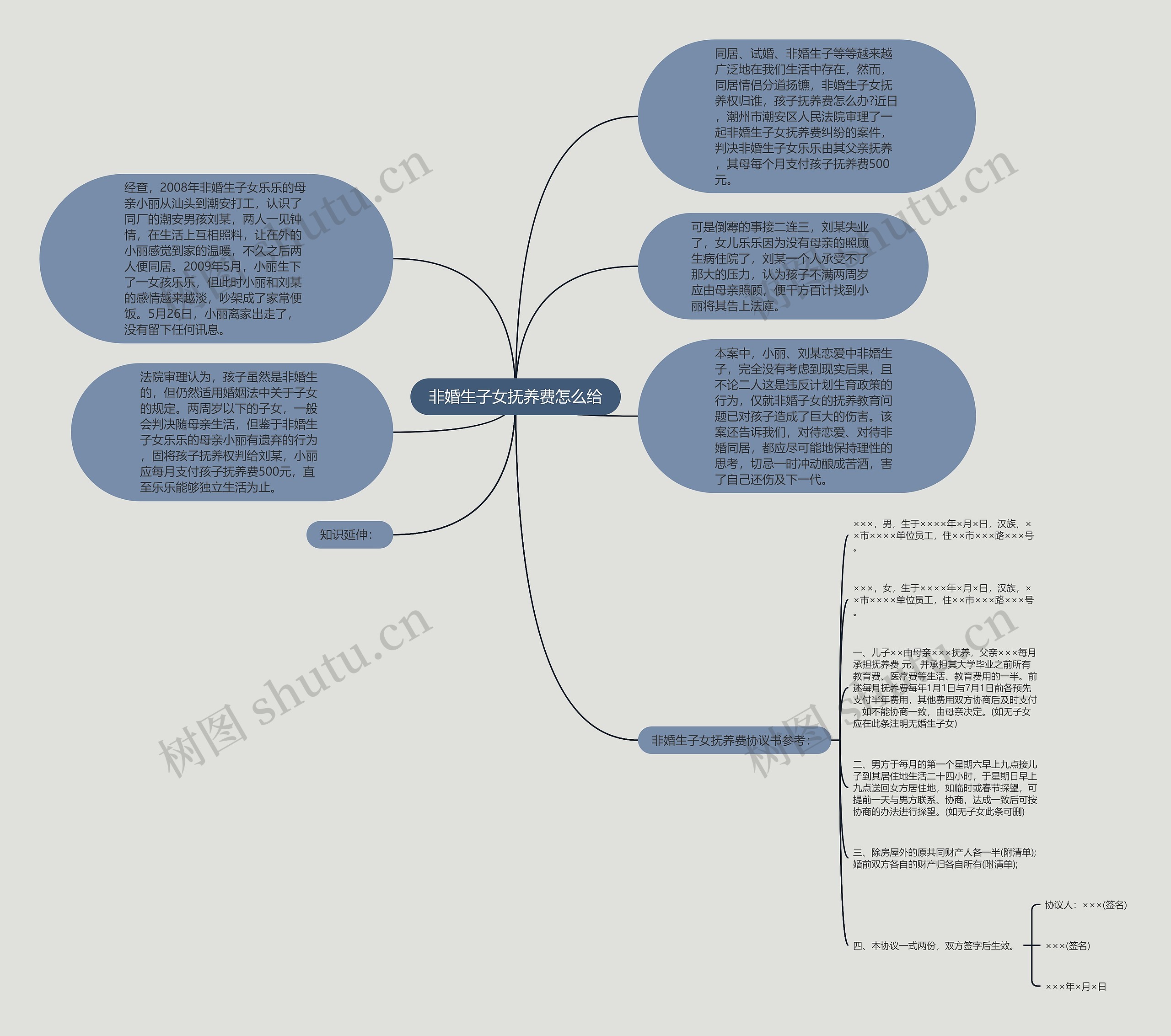 非婚生子女抚养费怎么给思维导图