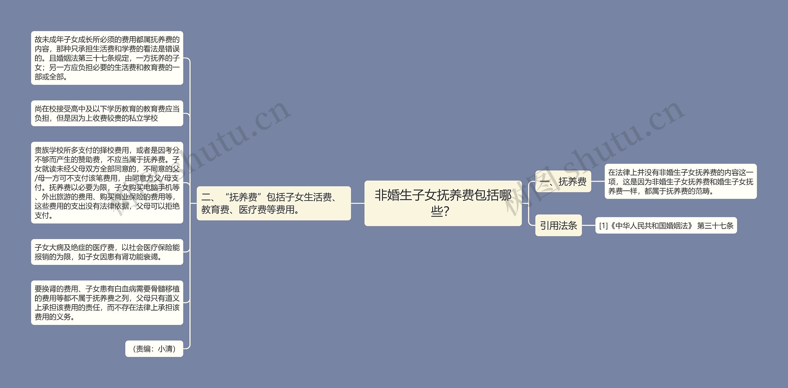 非婚生子女抚养费包括哪些？思维导图