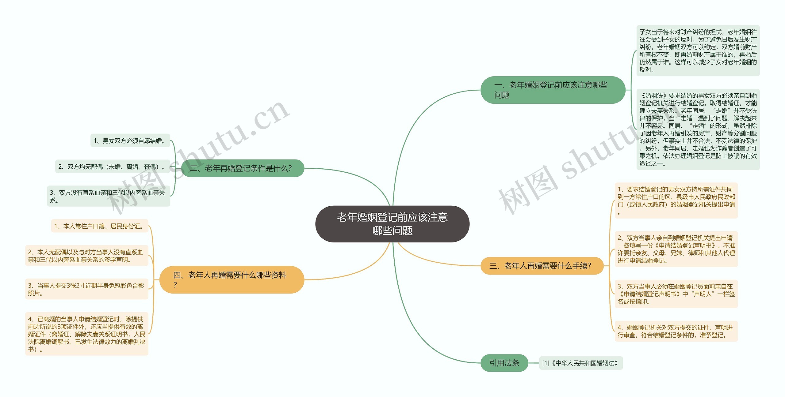 老年婚姻登记前应该注意哪些问题思维导图