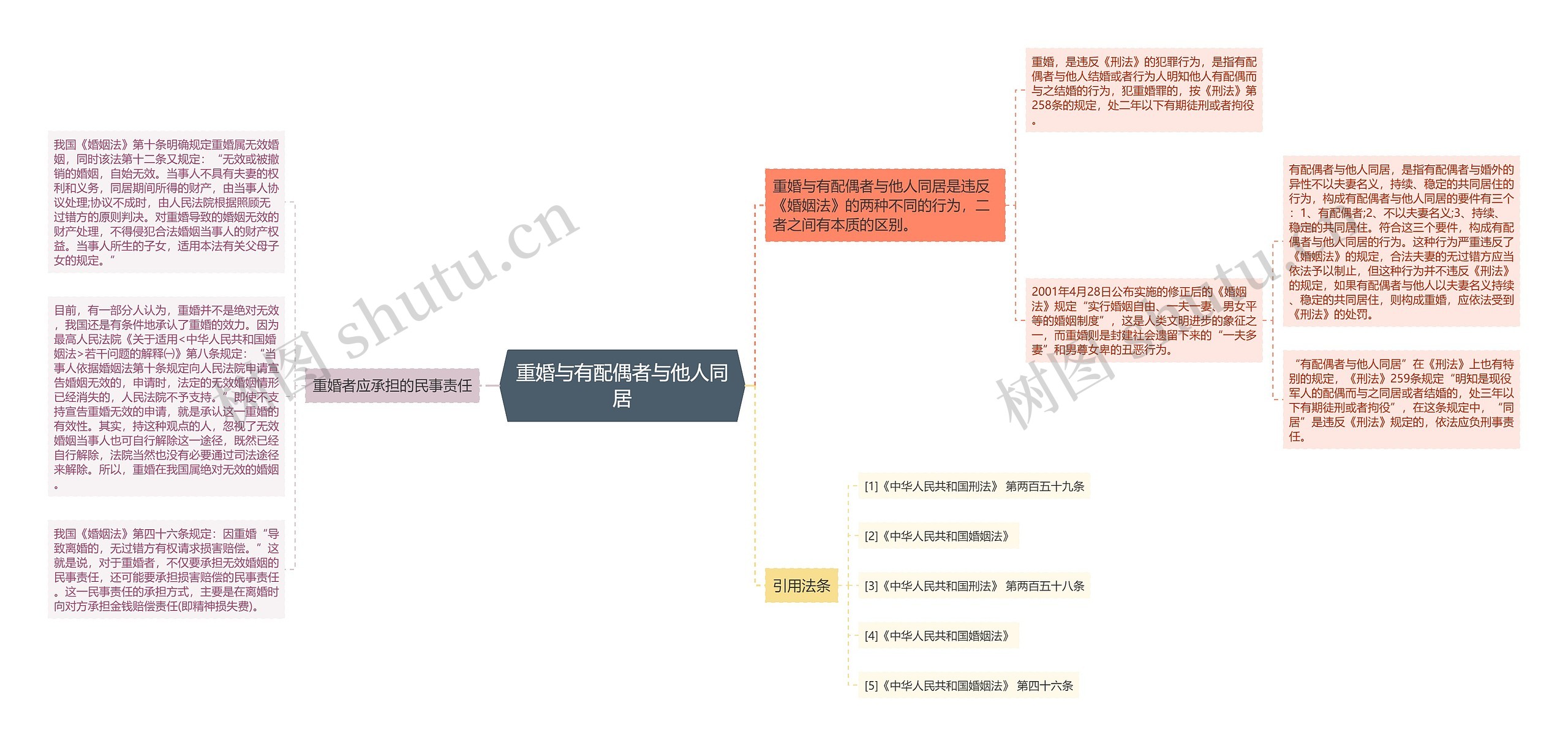 重婚与有配偶者与他人同居思维导图