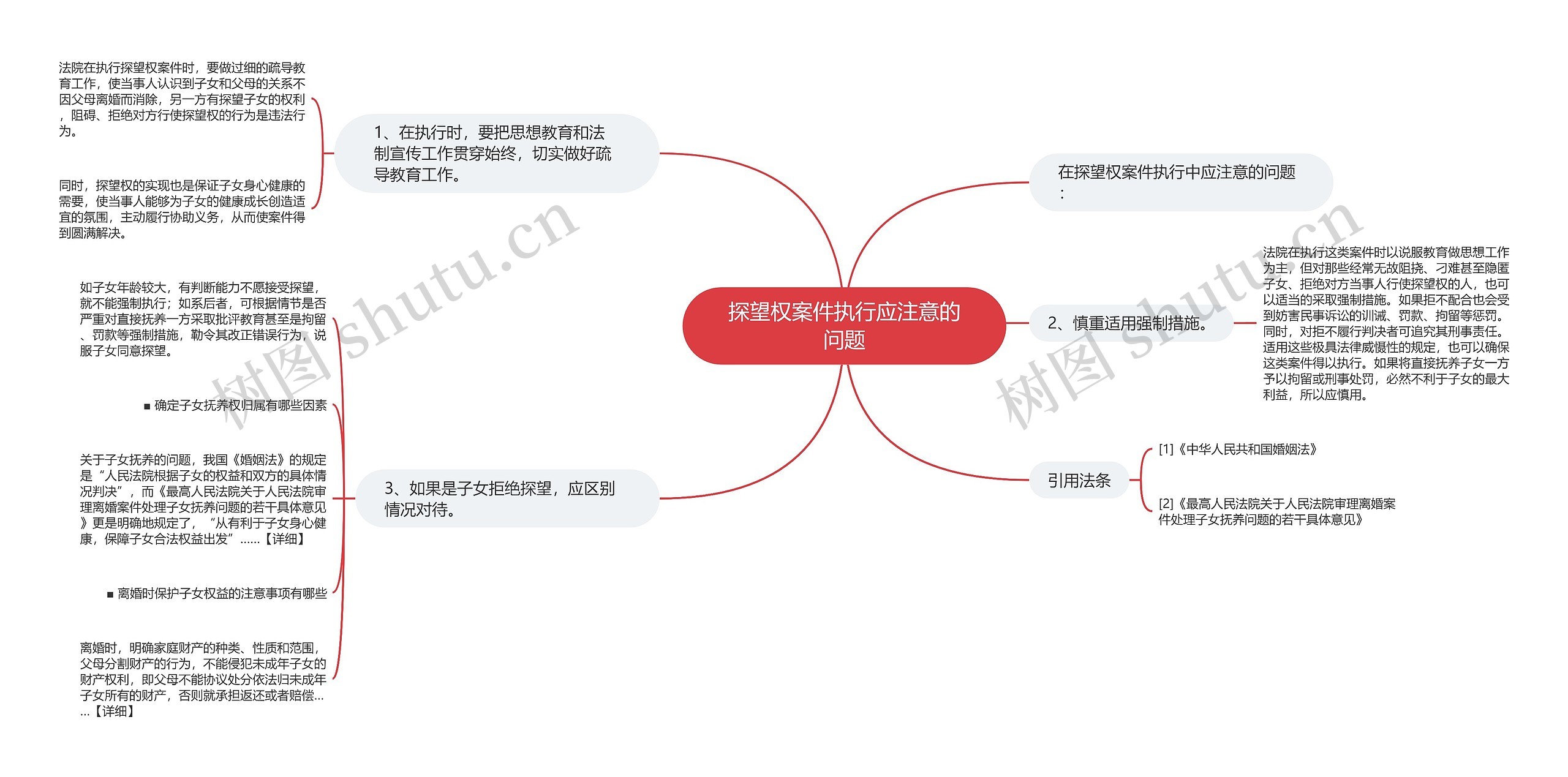 探望权案件执行应注意的问题思维导图