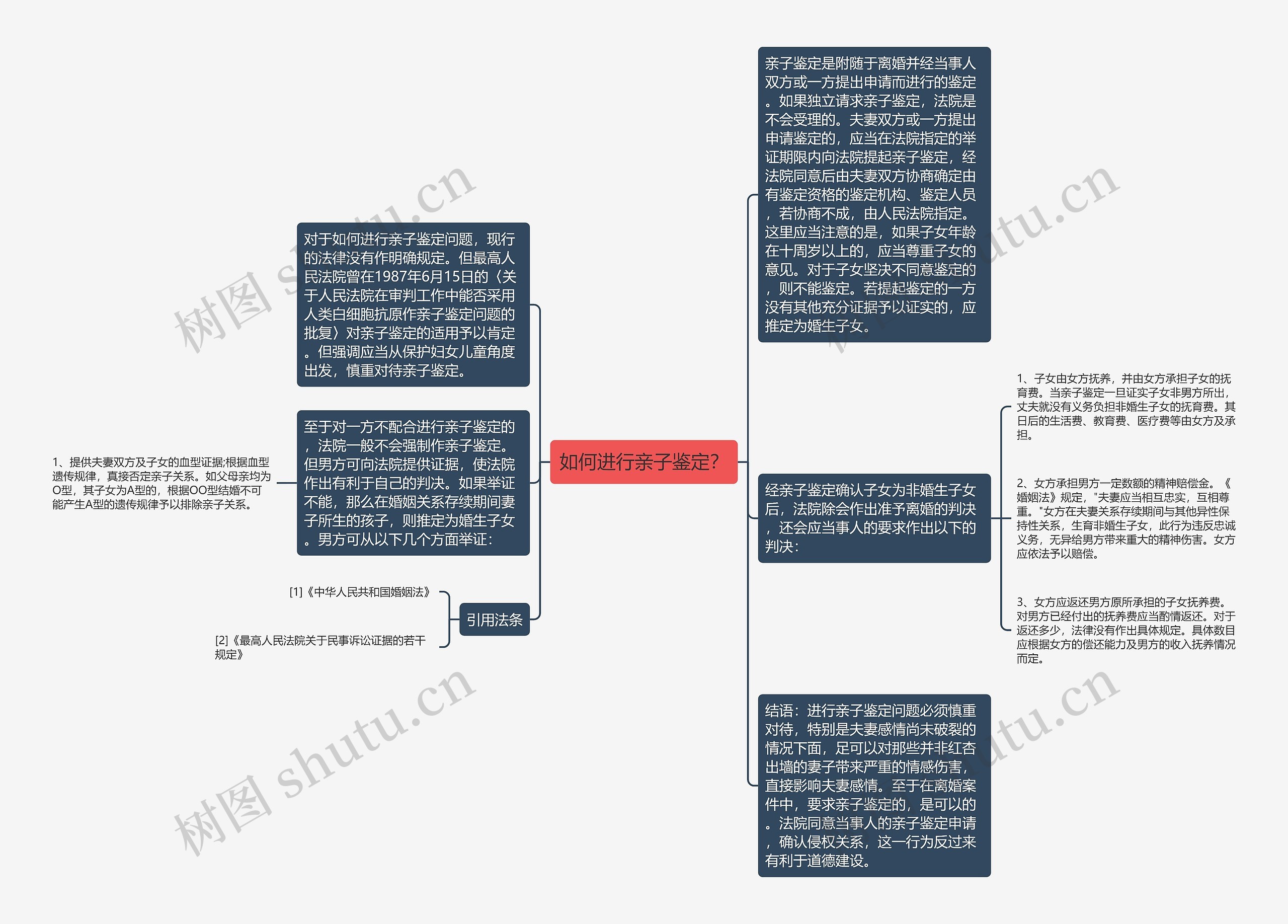 如何进行亲子鉴定?思维导图高清图 如何进行亲子鉴定?思维导图