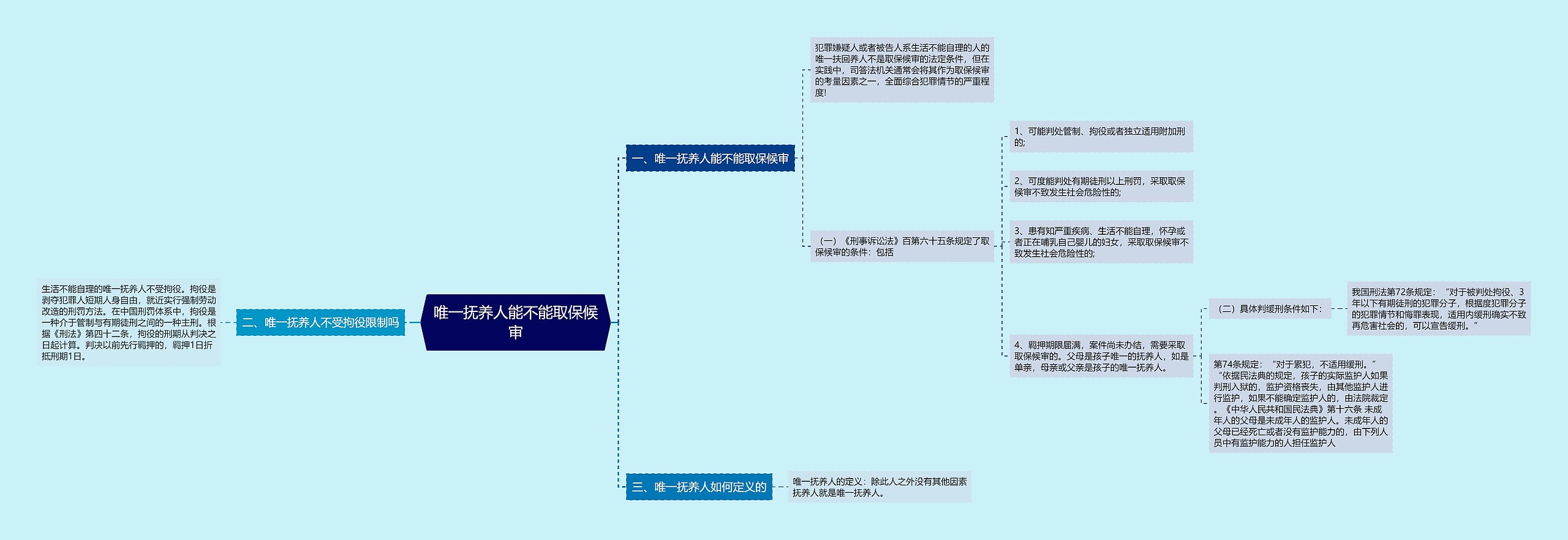 唯一抚养人能不能取保候审思维导图