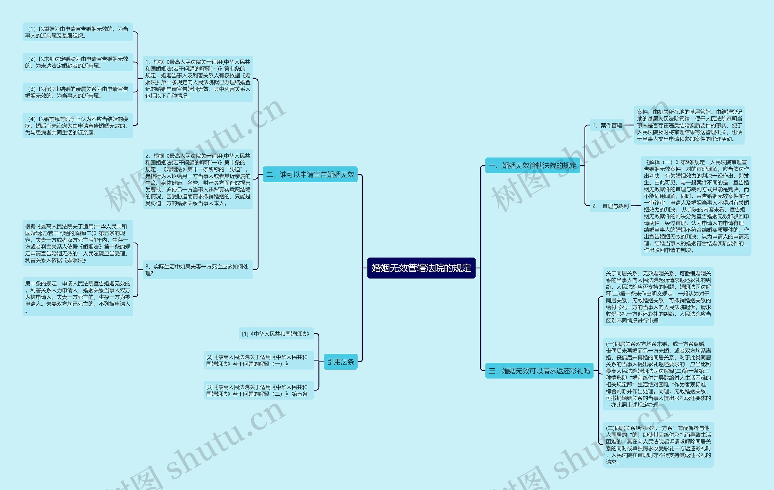 婚姻无效管辖法院的规定思维导图
