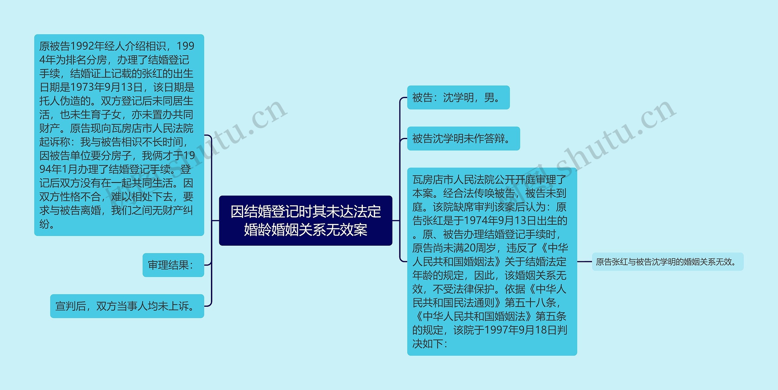 因结婚登记时其未达法定婚龄婚姻关系无效案思维导图