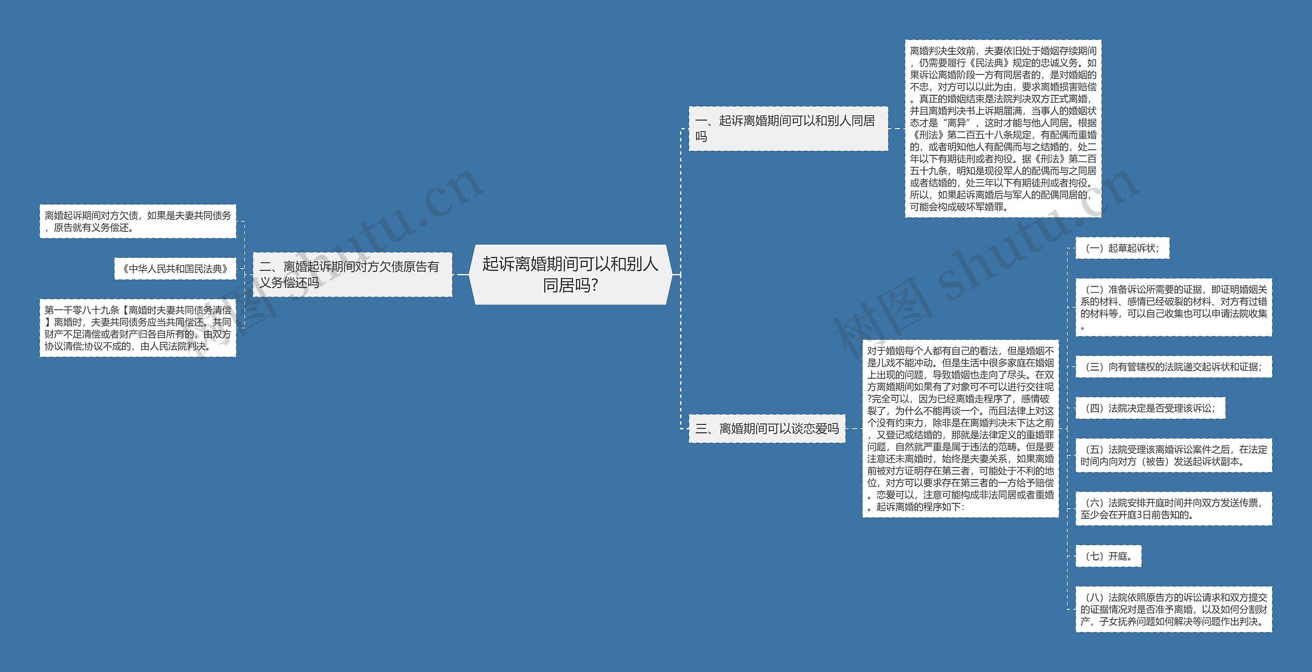 起诉离婚期间可以和别人同居吗?思维导图