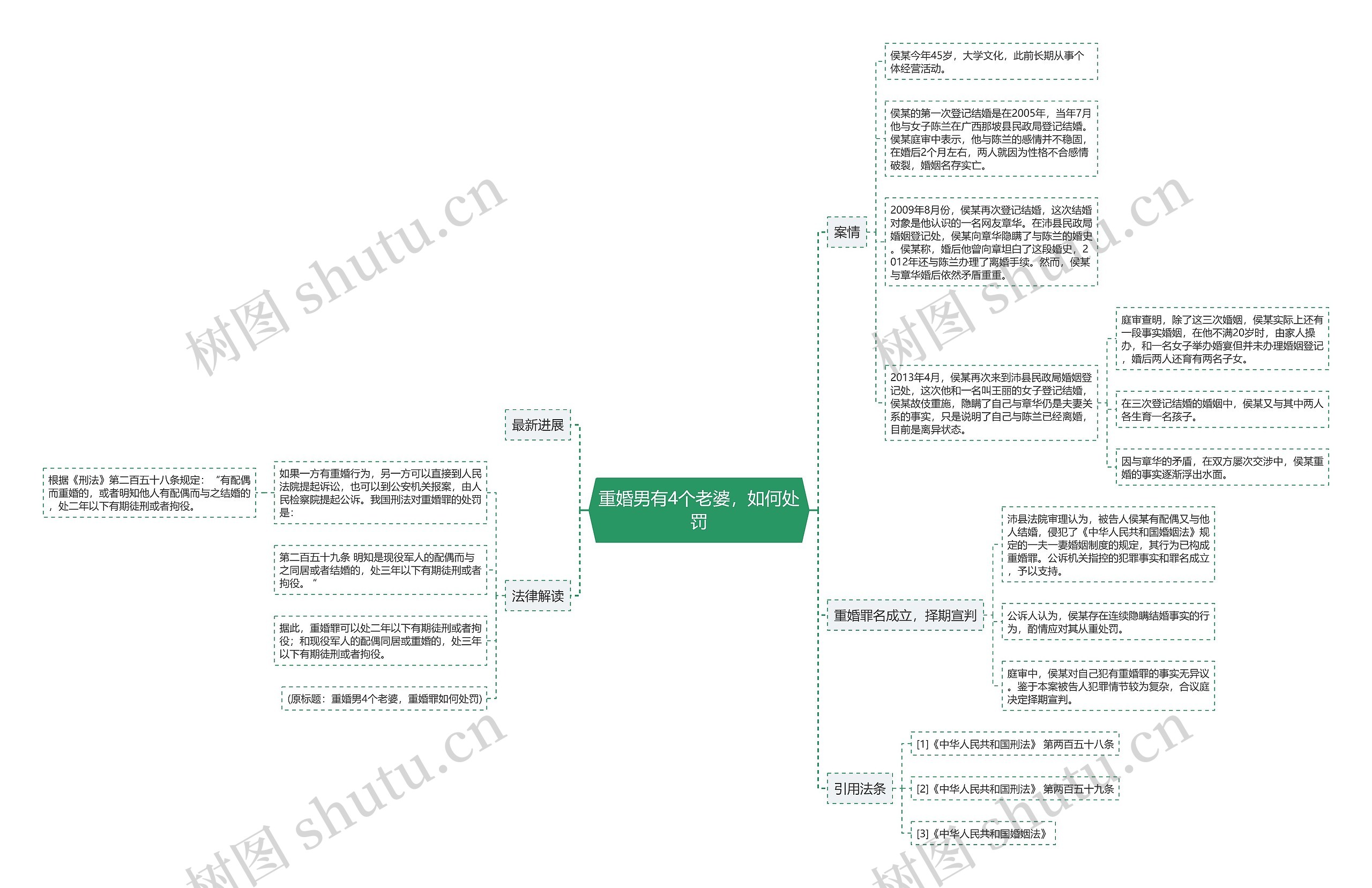 重婚男有4个老婆，如何处罚思维导图