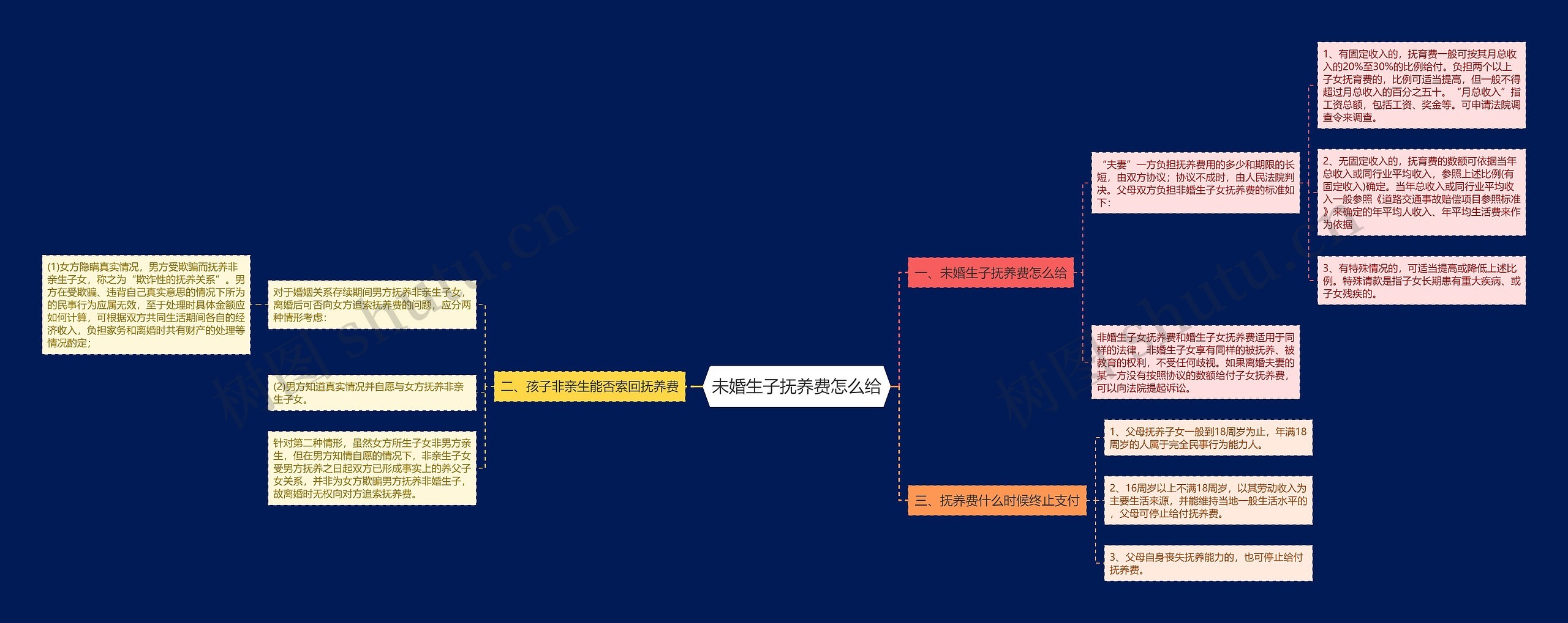 未婚生子抚养费怎么给思维导图