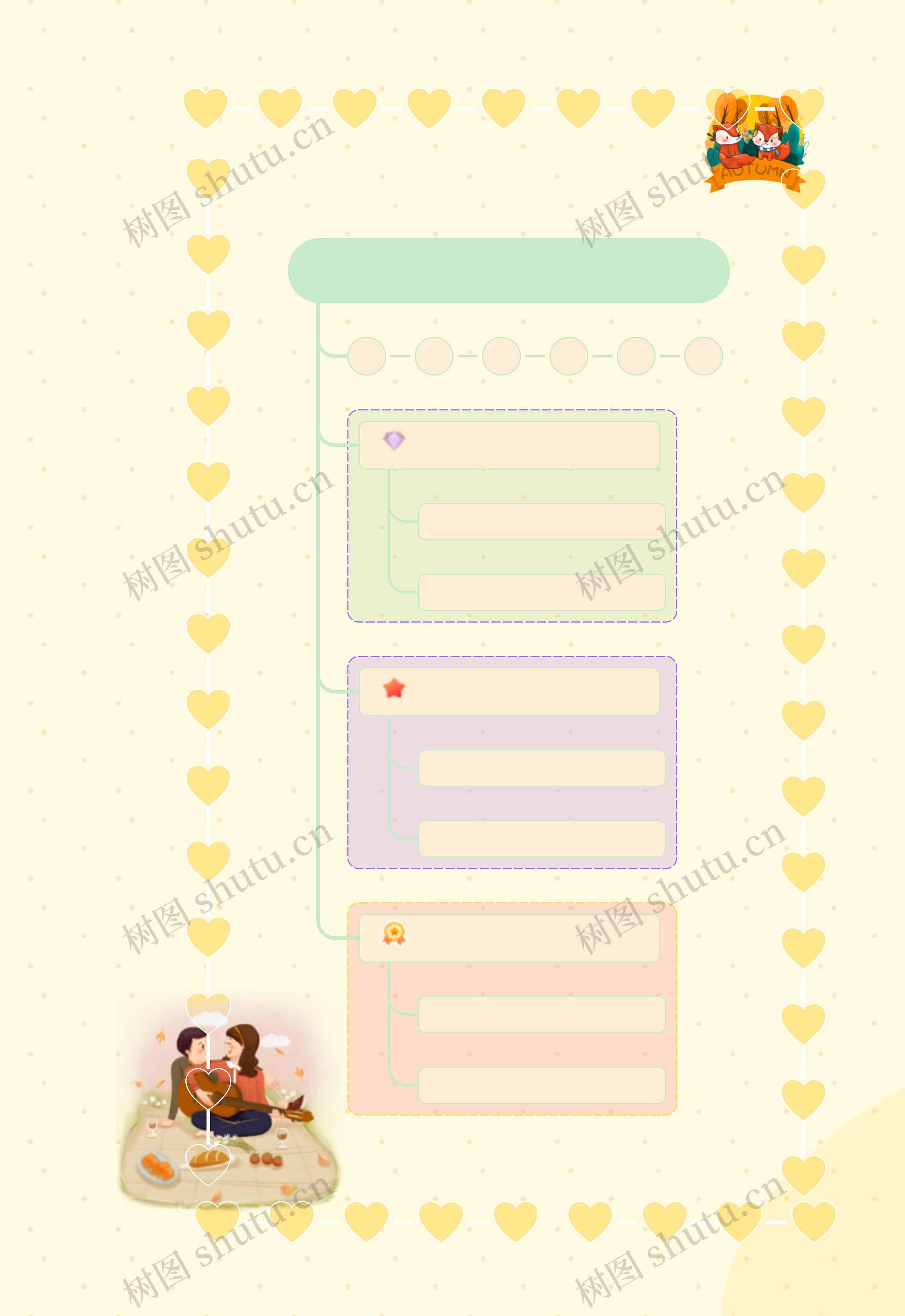 优雅秋枫淡黄风格手账思维导图高清图 优雅秋枫淡黄风格手账思维导图