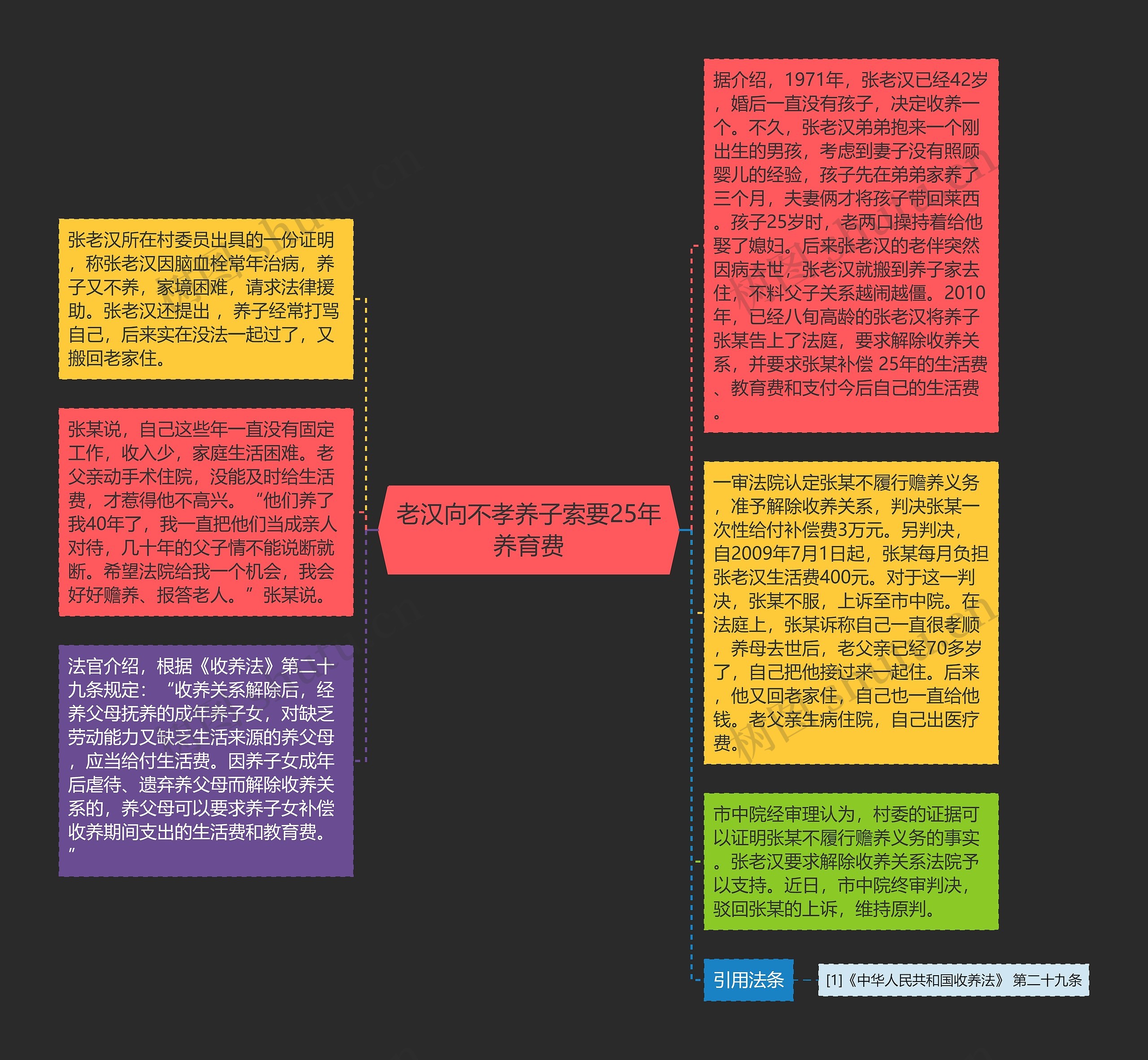 老汉向不孝养子索要25年养育费思维导图