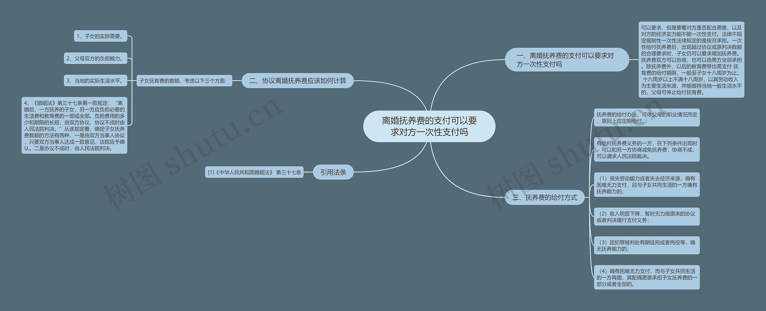 离婚抚养费的支付可以要求对方一次性支付吗思维导图