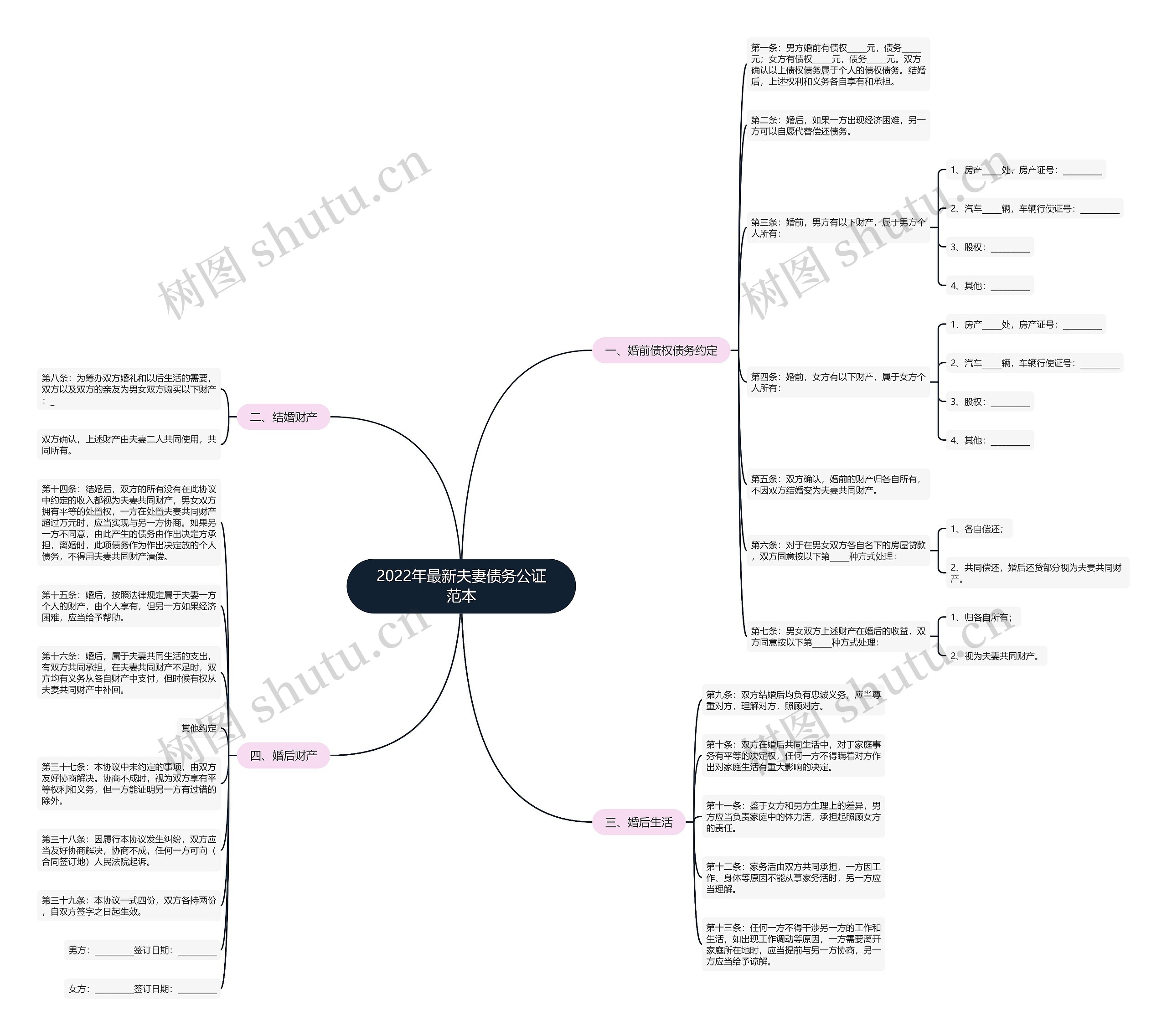 2022年最新夫妻债务公证范本思维导图