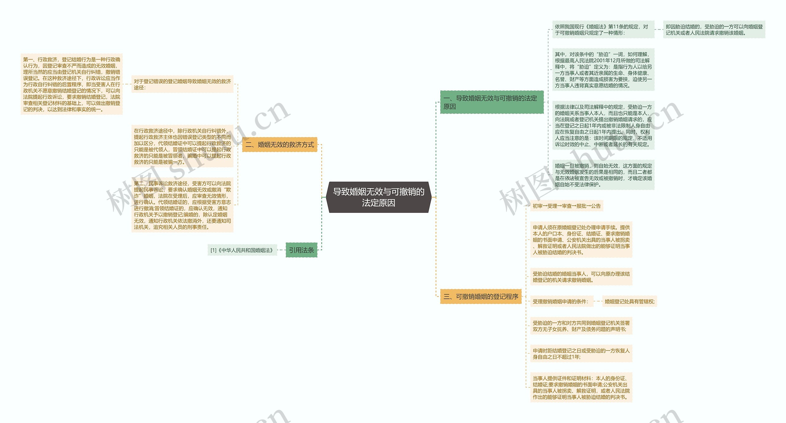 导致婚姻无效与可撤销的法定原因思维导图