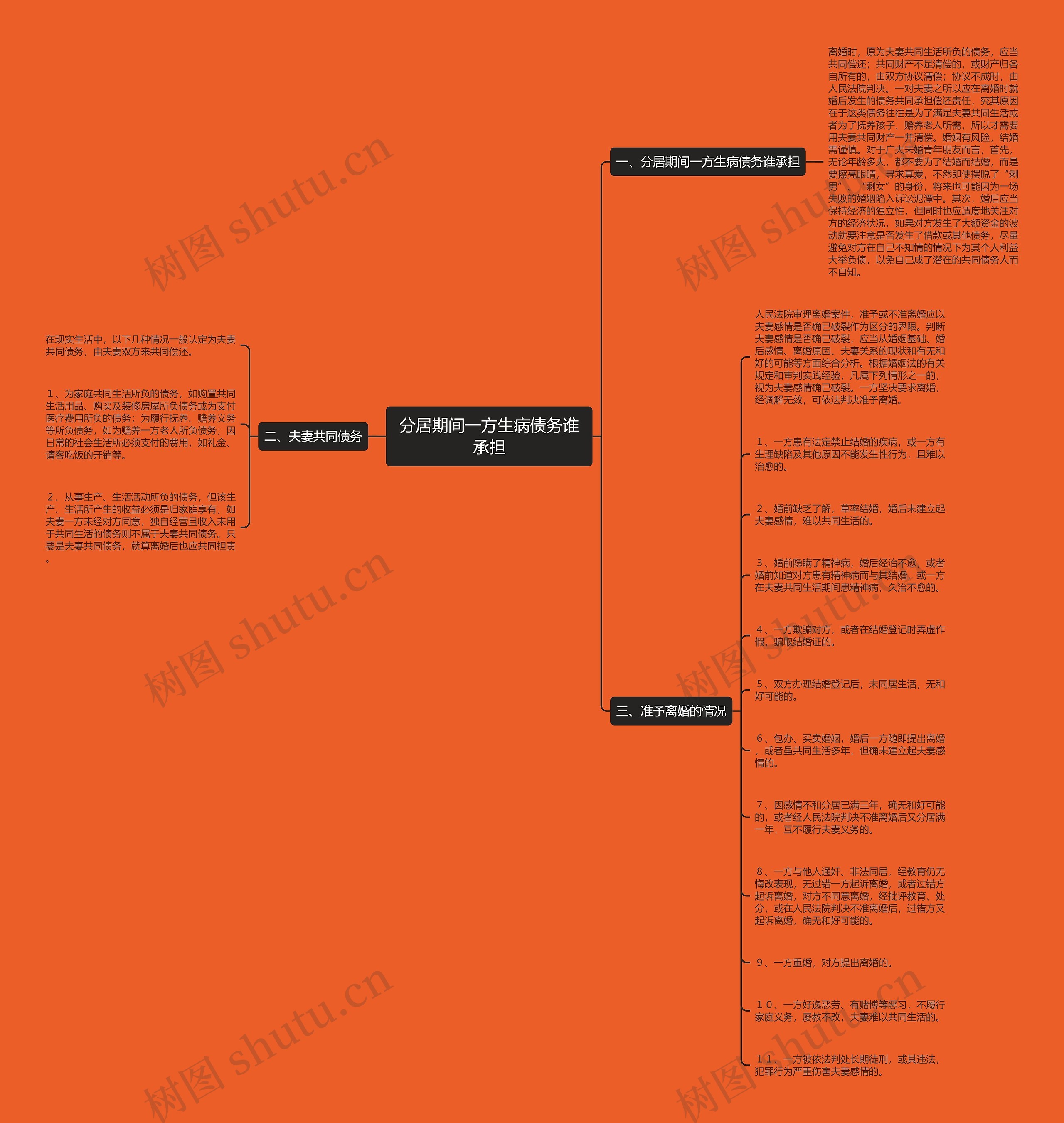 分居期间一方生病债务谁承担思维导图
