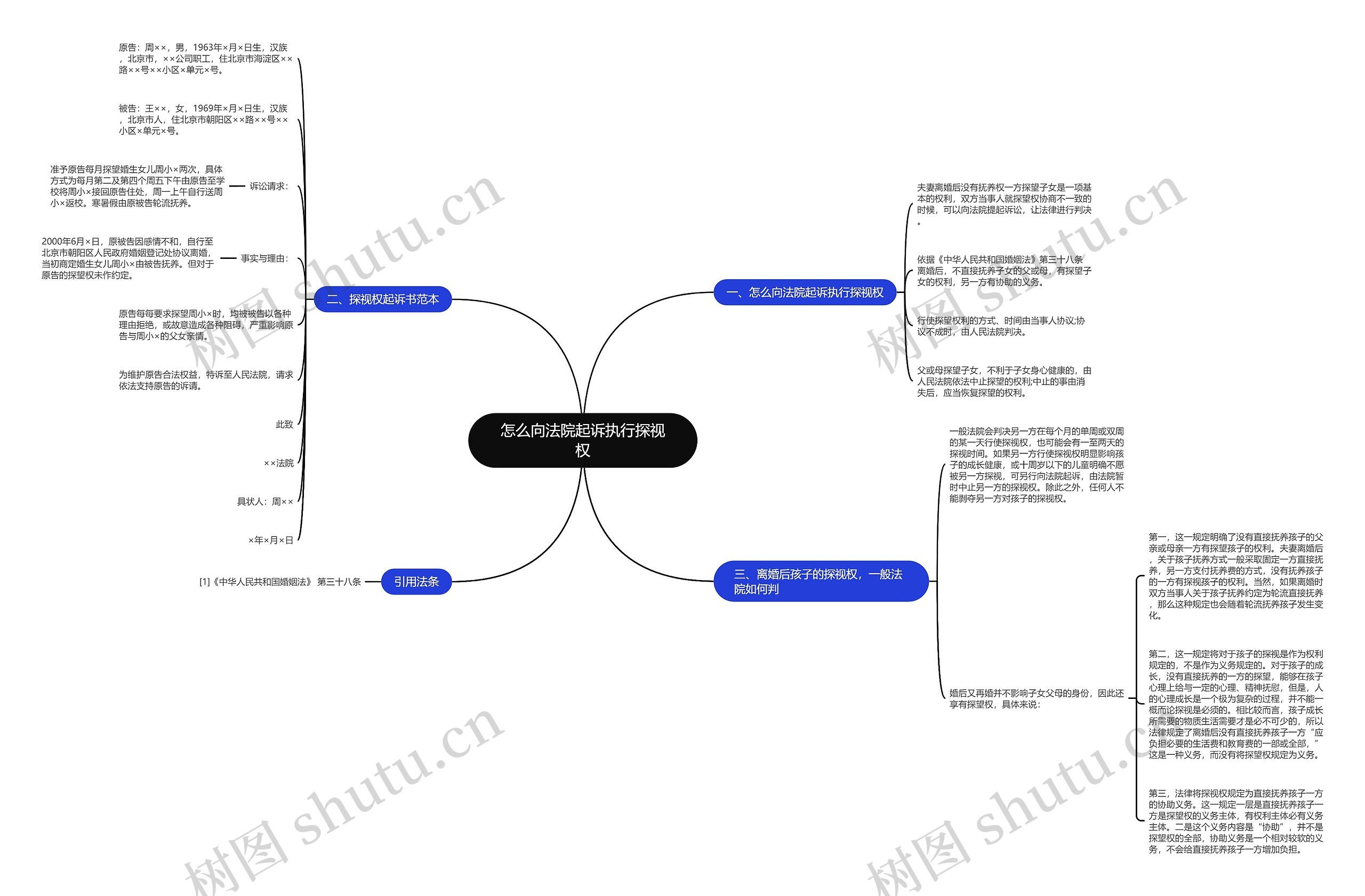 怎么向法院起诉执行探视权思维导图