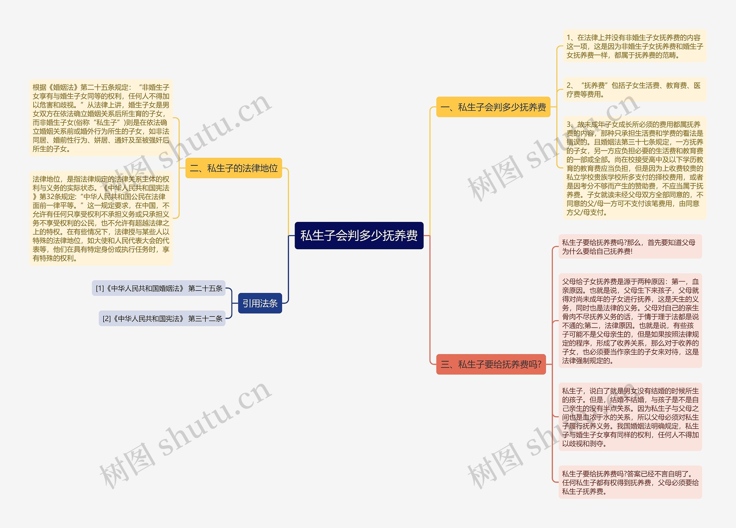 私生子会判多少抚养费思维导图