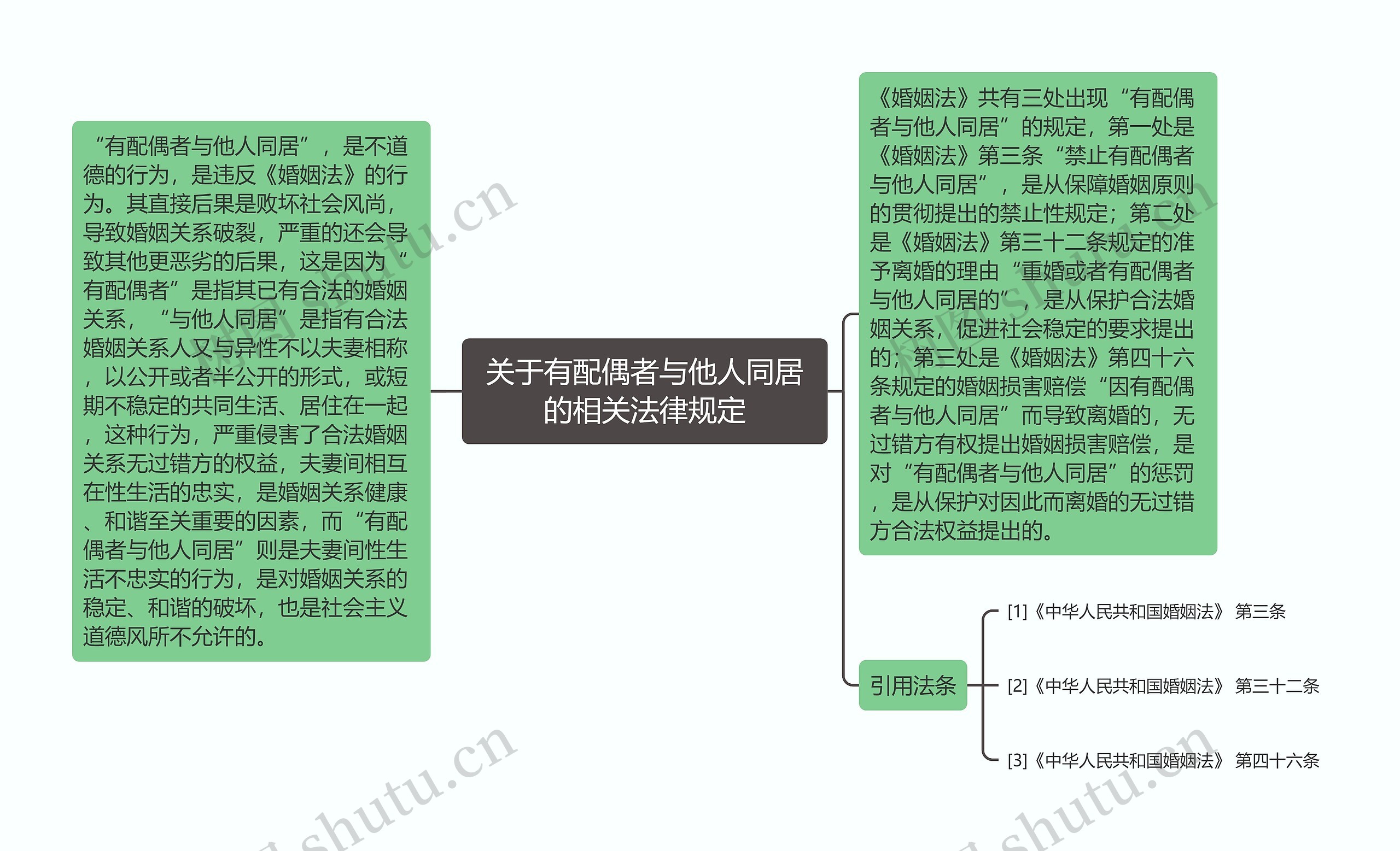 关于有配偶者与他人同居的相关法律规定思维导图