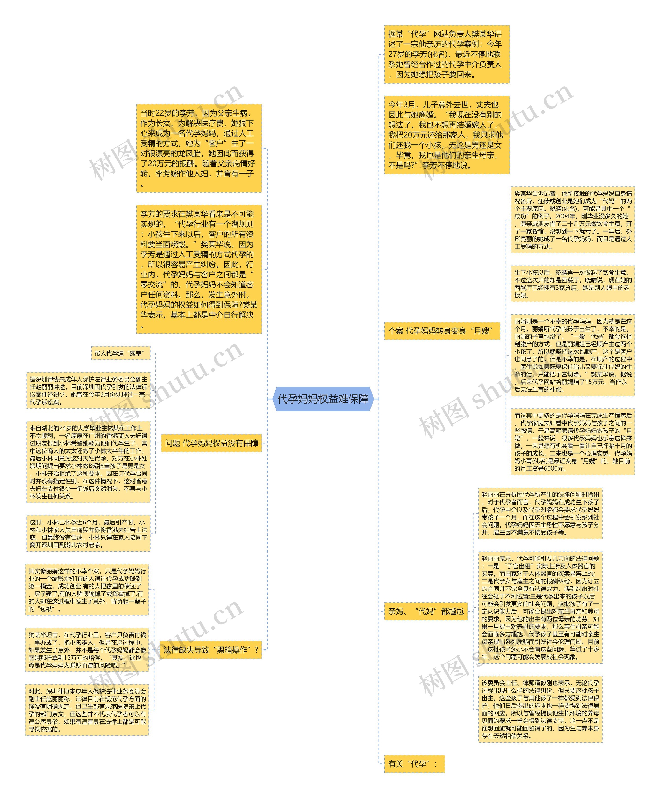 代孕妈妈权益难保障思维导图