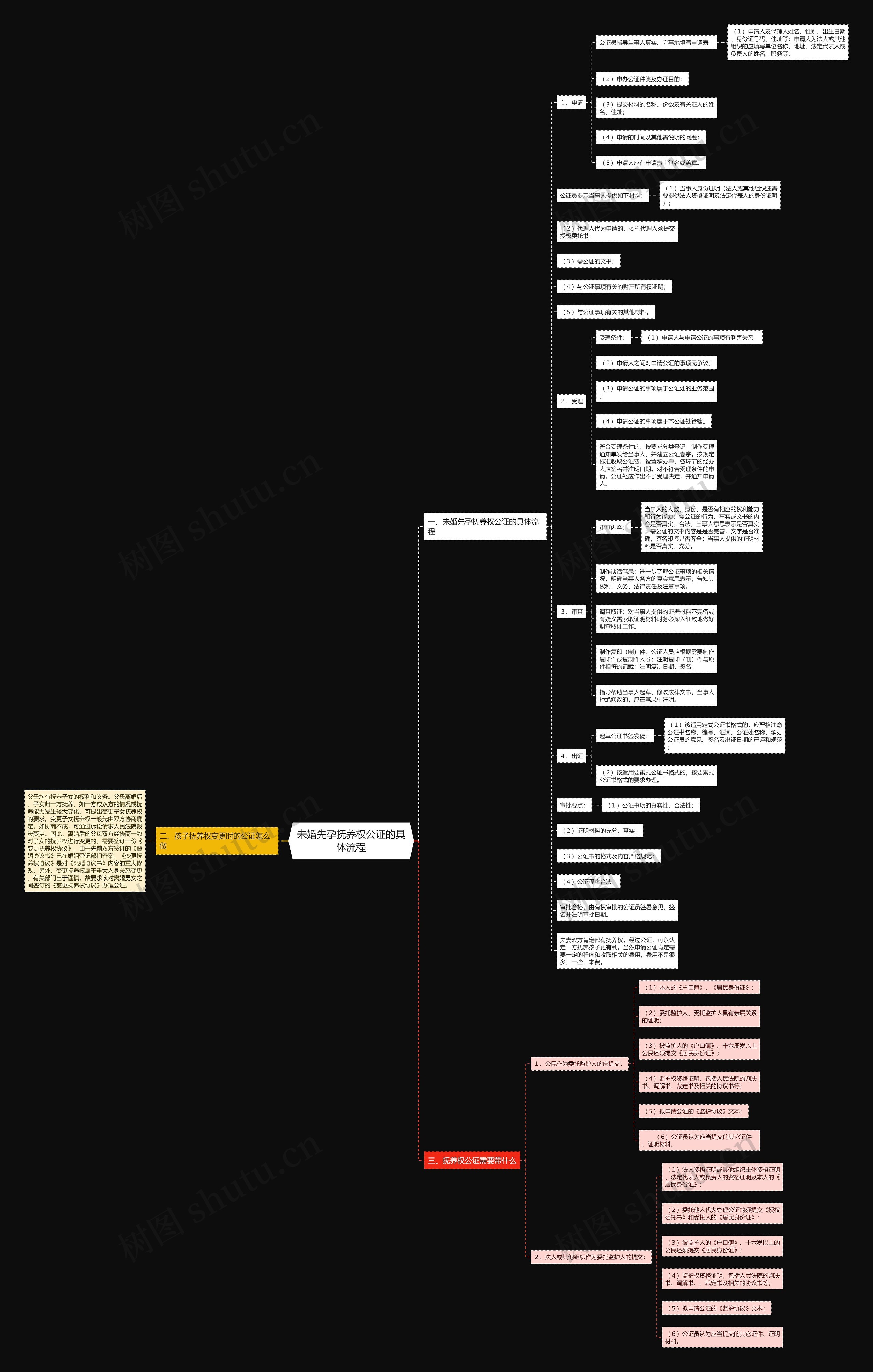 未婚先孕抚养权公证的具体流程思维导图