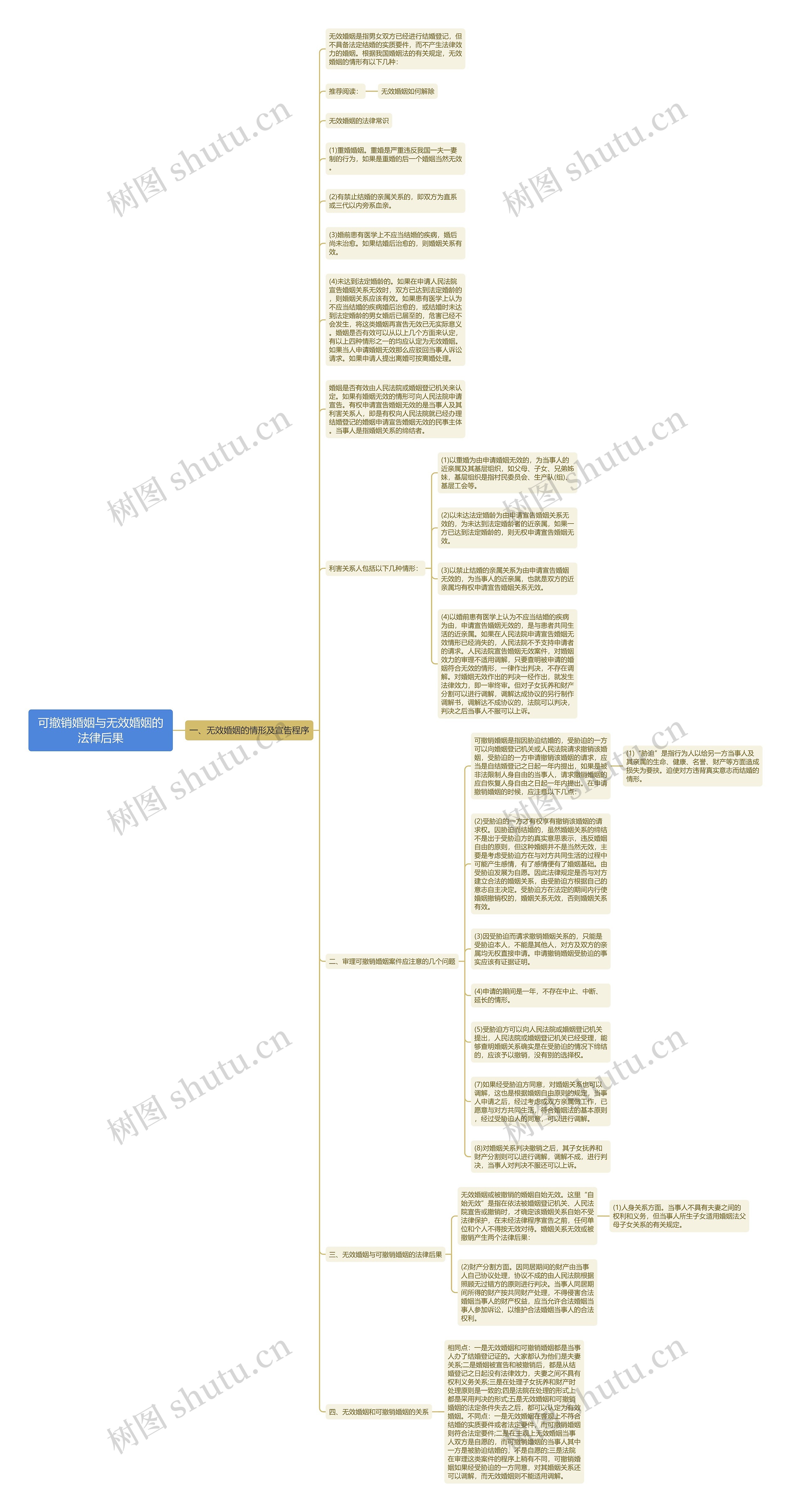 可撤销婚姻与无效婚姻的法律后果思维导图