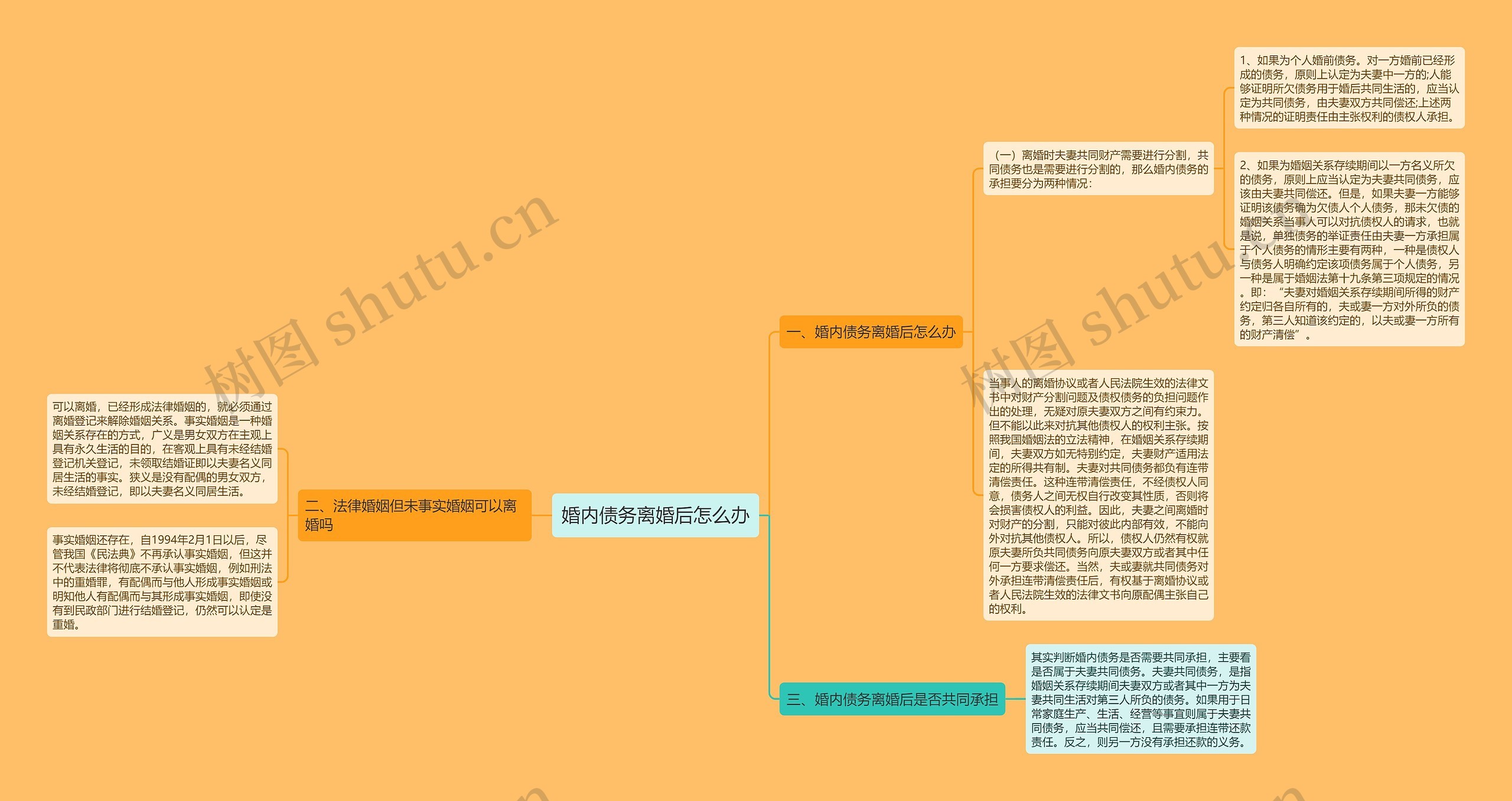 婚内债务离婚后怎么办思维导图