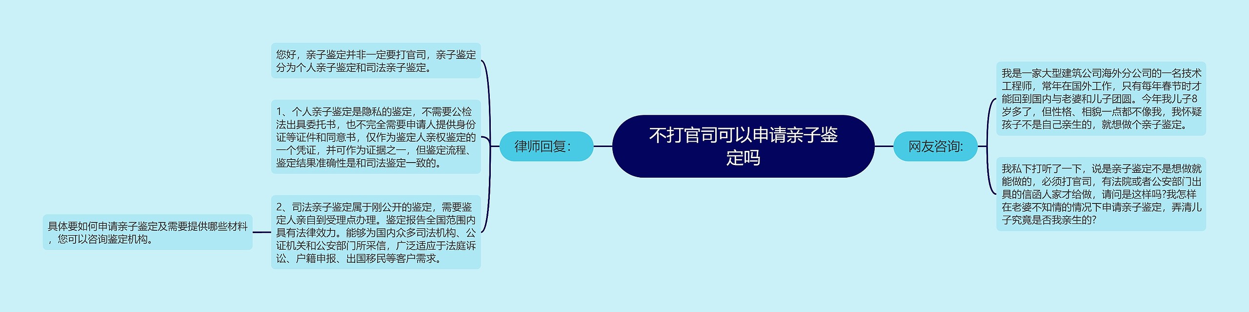 不打官司可以申请亲子鉴定吗思维导图