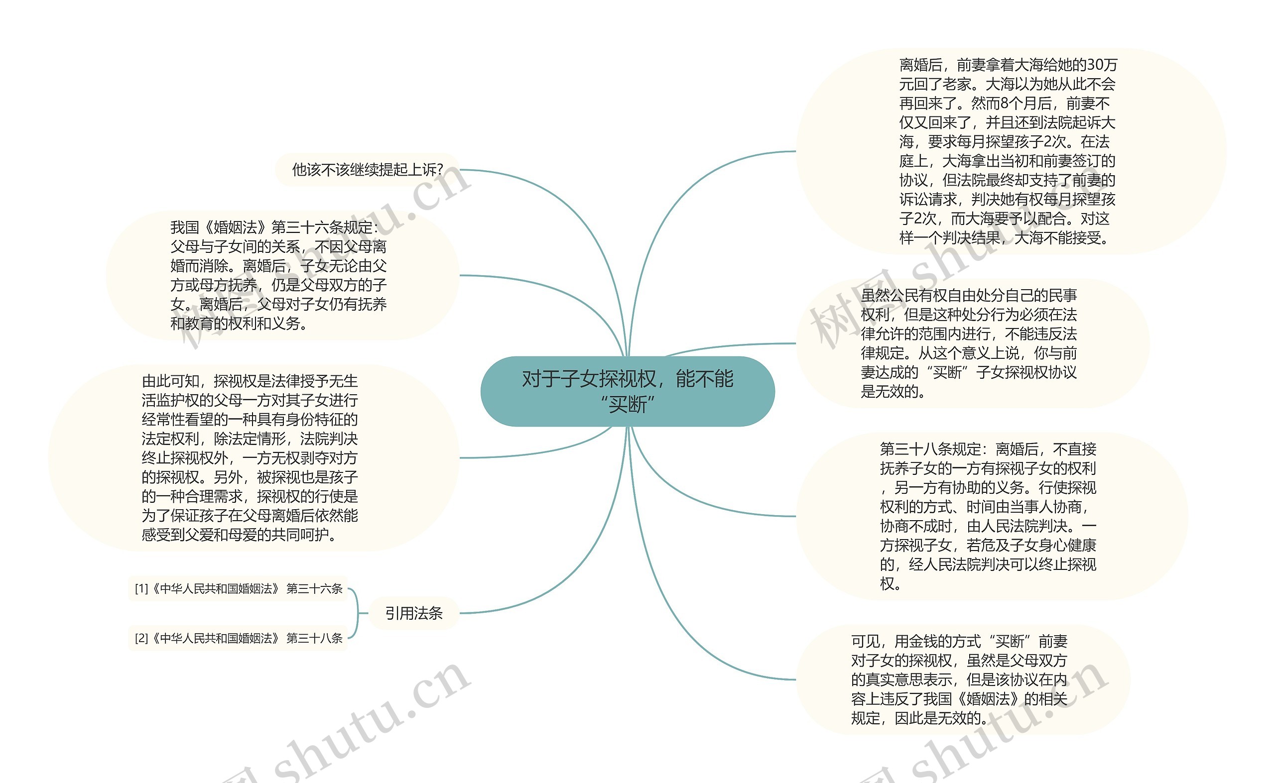 对于子女探视权，能不能“买断”思维导图