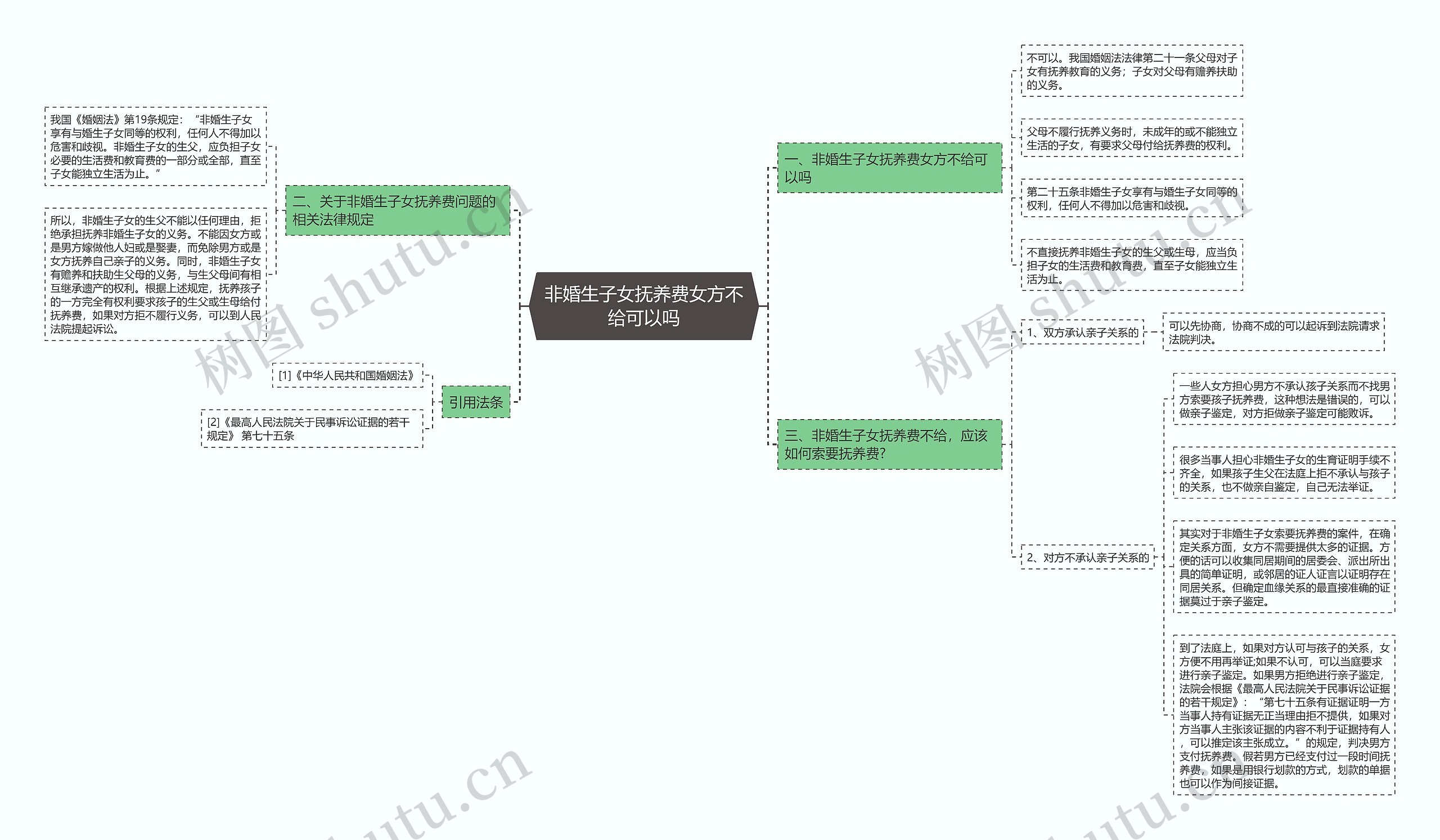 非婚生子女抚养费女方不给可以吗思维导图