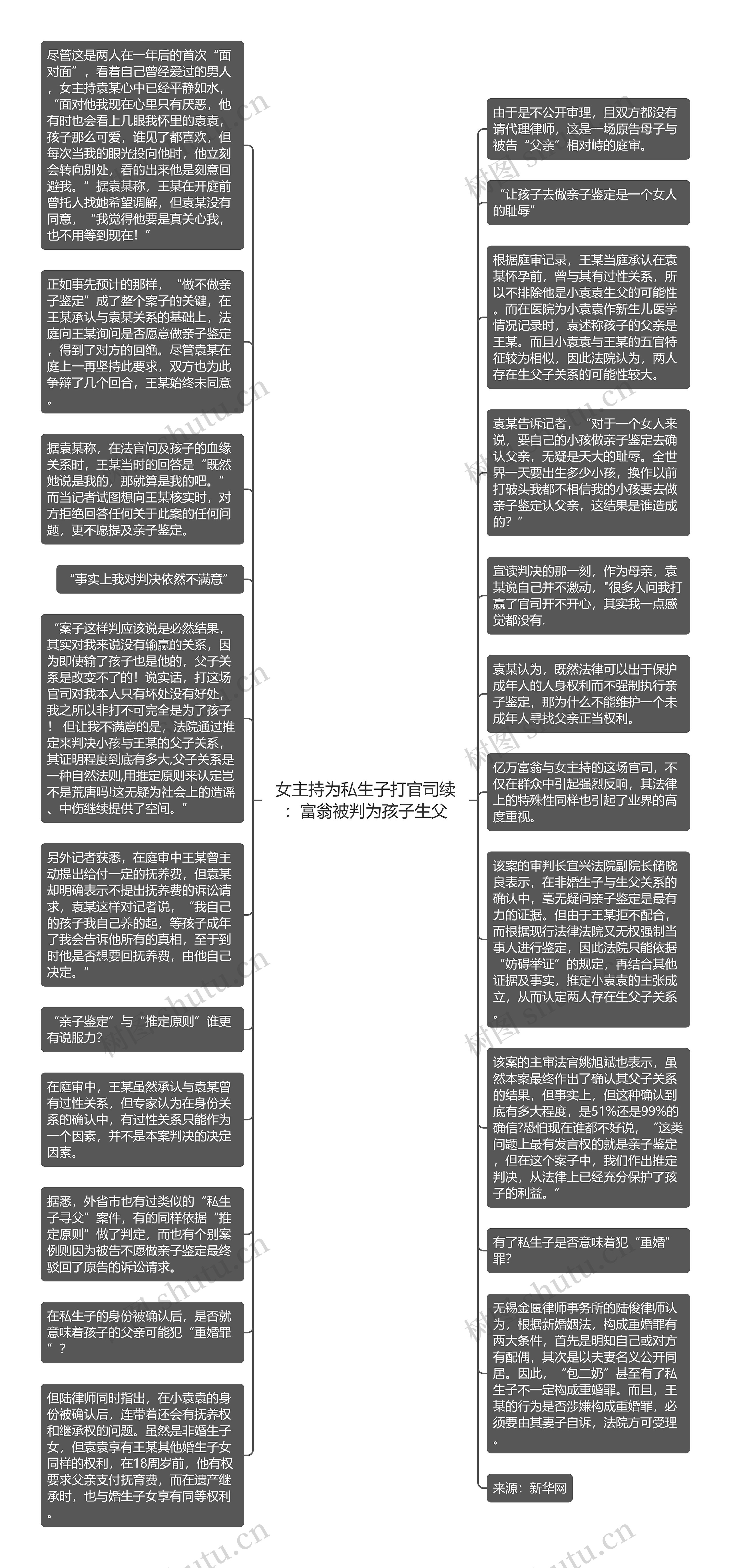 女主持为私生子打官司续：富翁被判为孩子生父思维导图