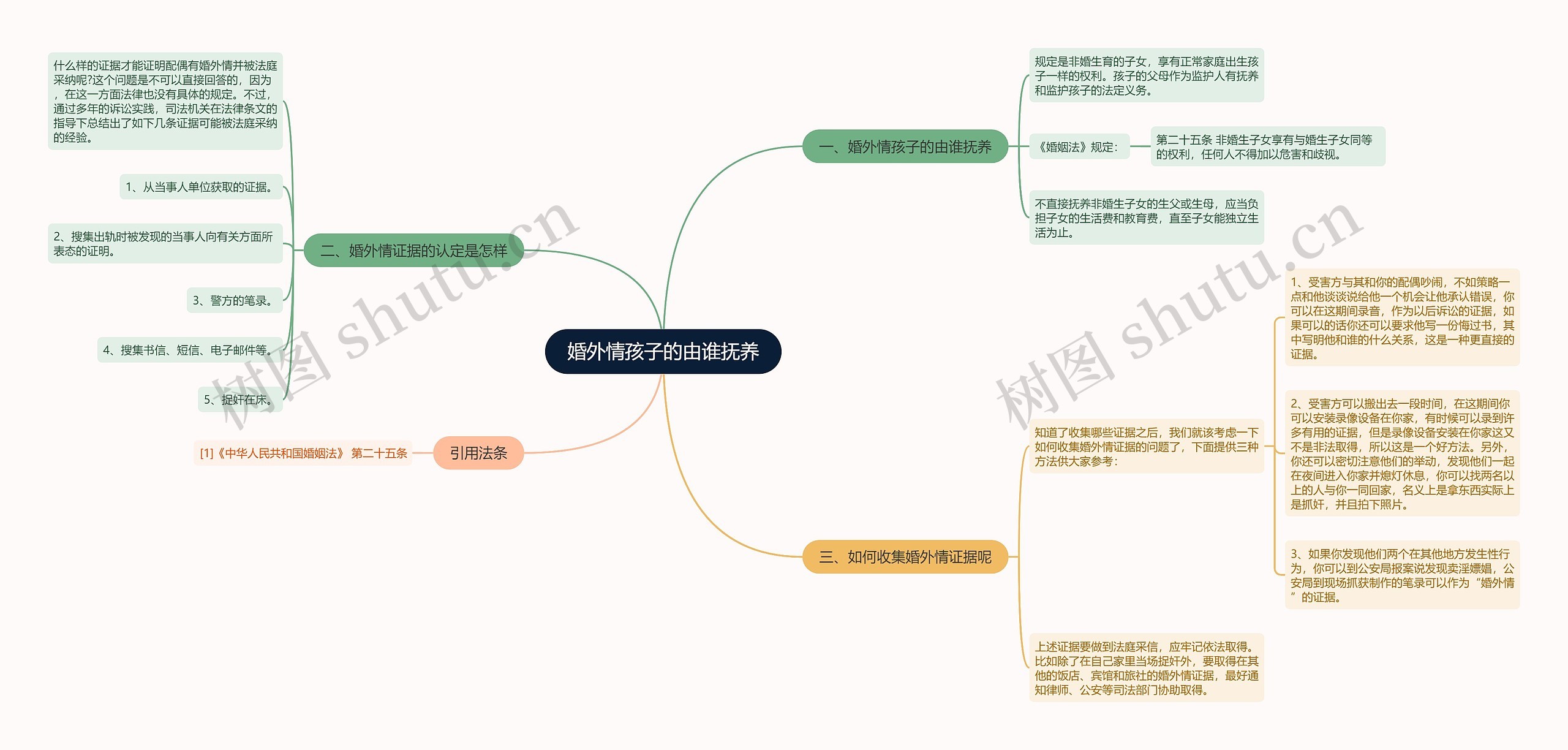 婚外情孩子的由谁抚养思维导图