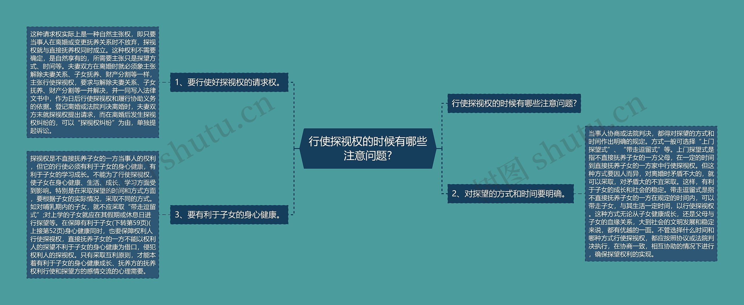 行使探视权的时候有哪些注意问题?思维导图