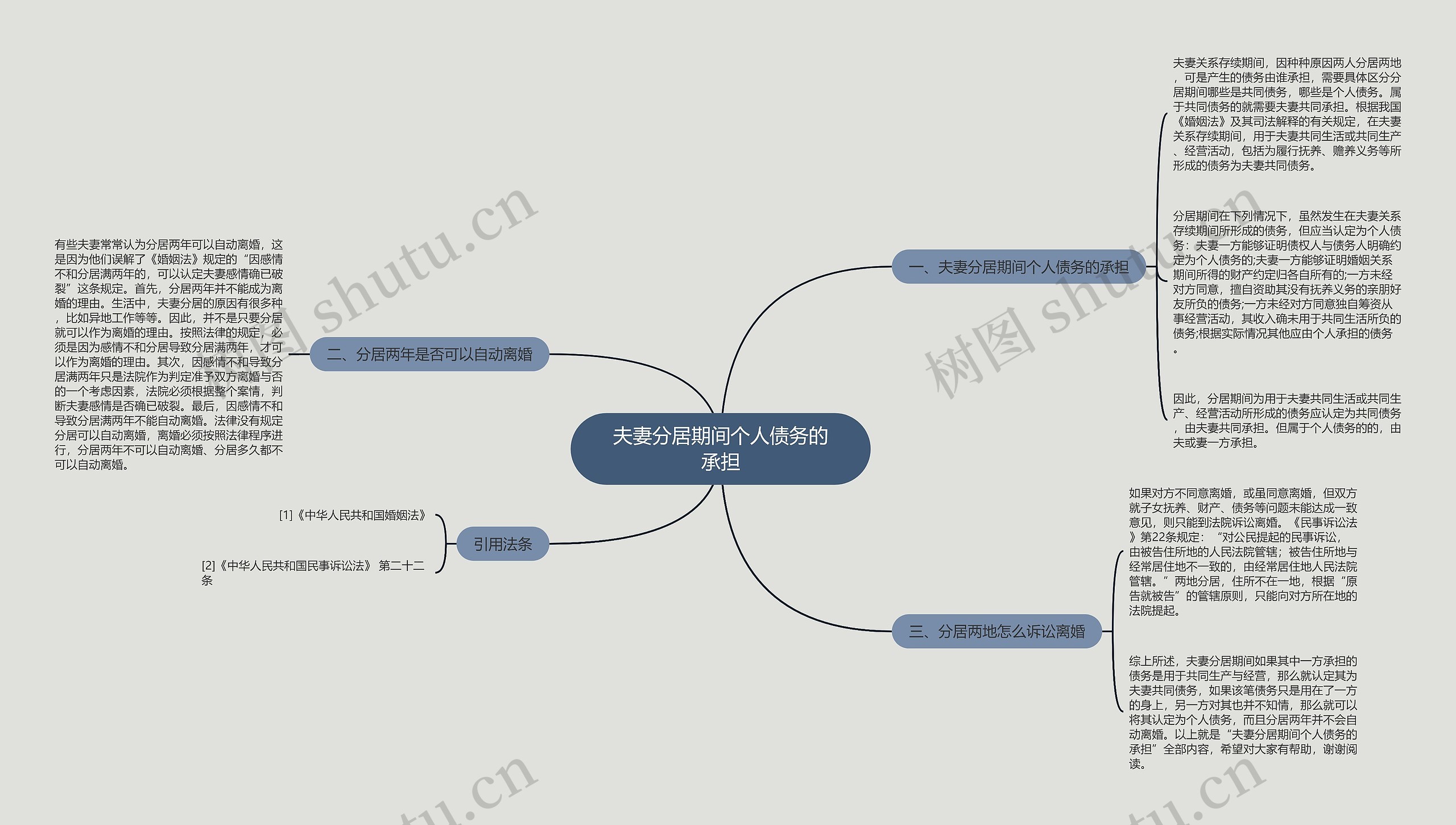 夫妻分居期间个人债务的承担思维导图