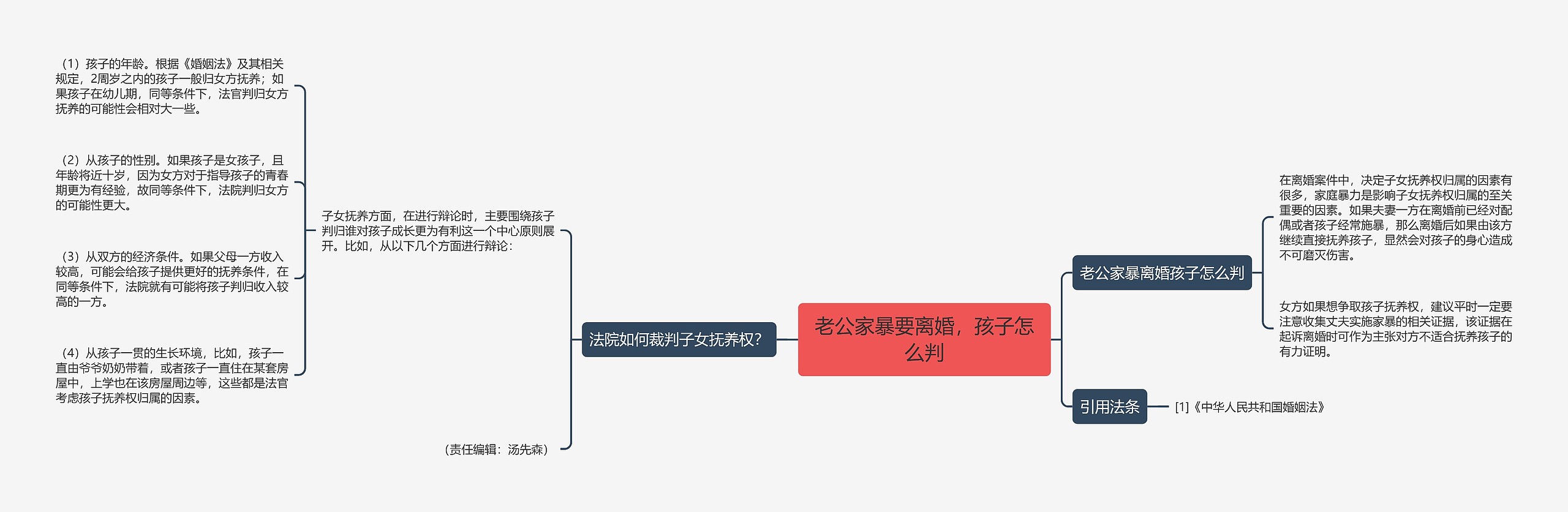 老公家暴要离婚，孩子怎么判思维导图