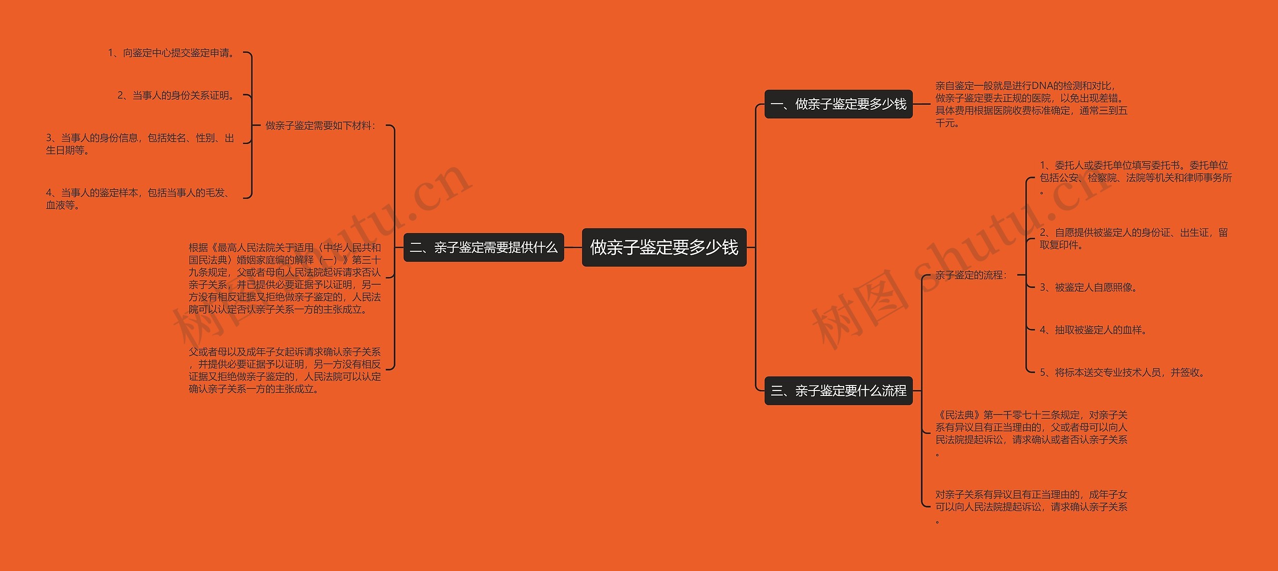 做亲子鉴定要多少钱思维导图